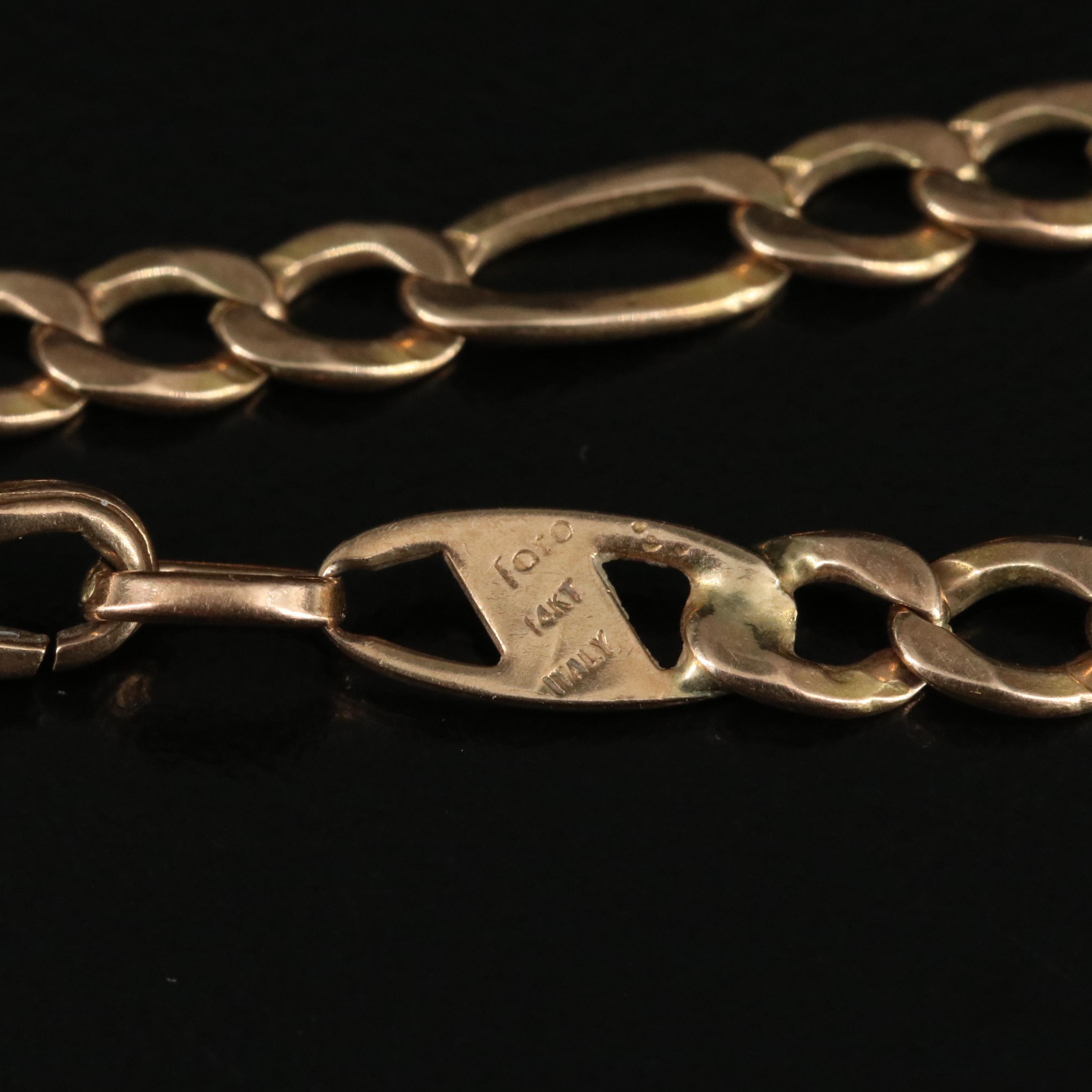Italian 14K Figaro Chain Bracelet