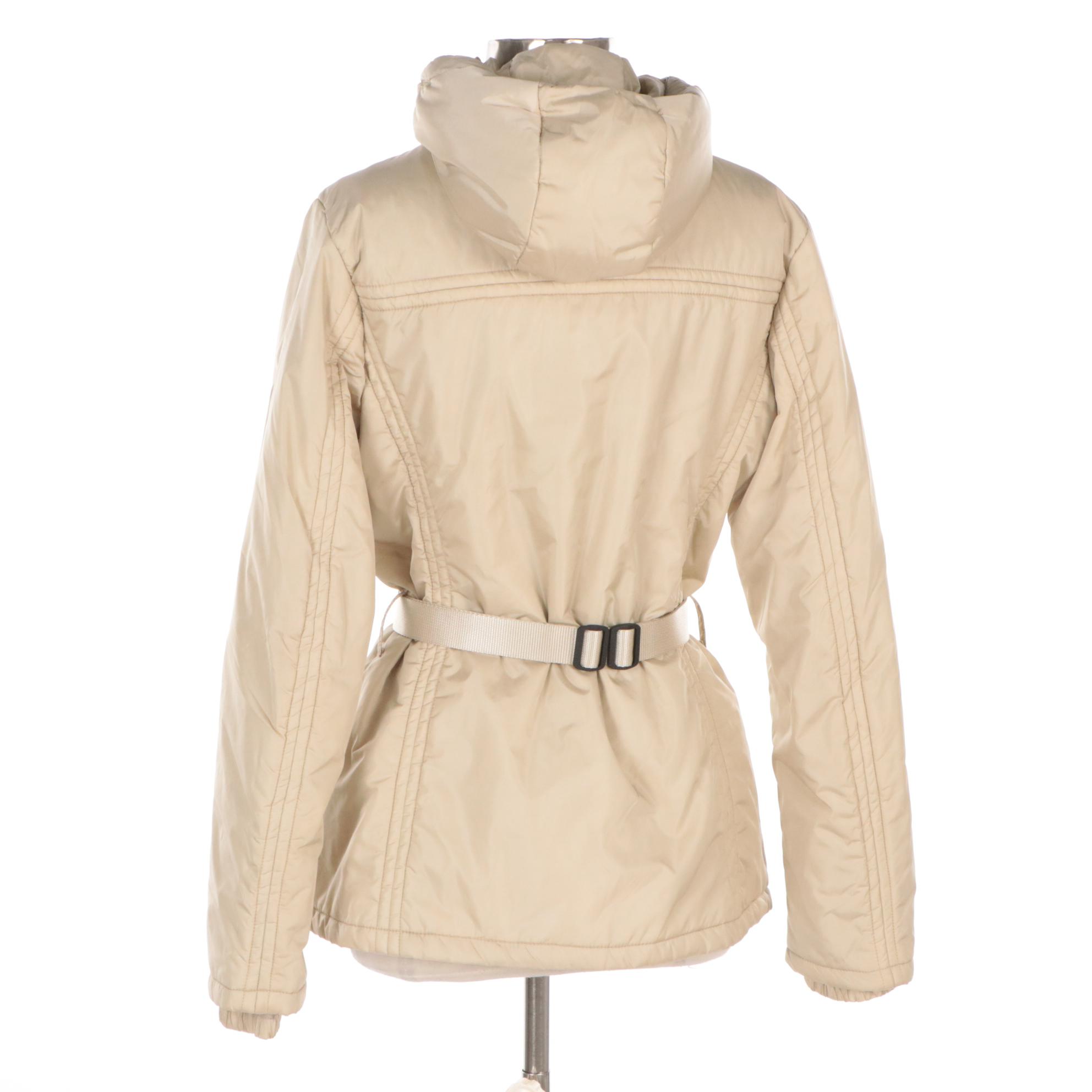 Prada Sport Beige Nylon Insulated Belted Jacket