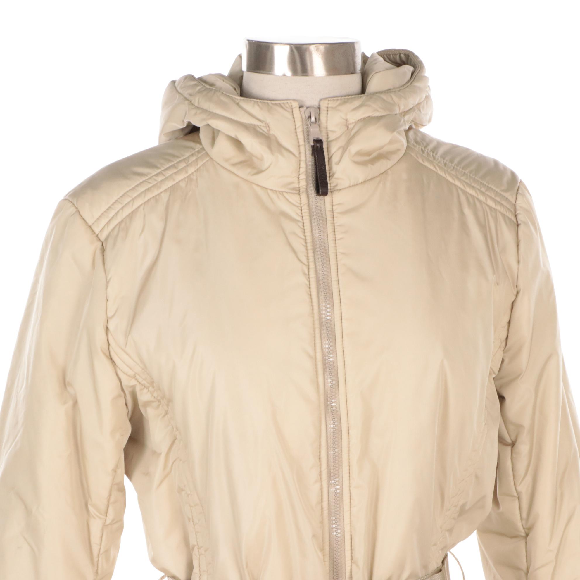 Prada Sport Beige Nylon Insulated Belted Jacket