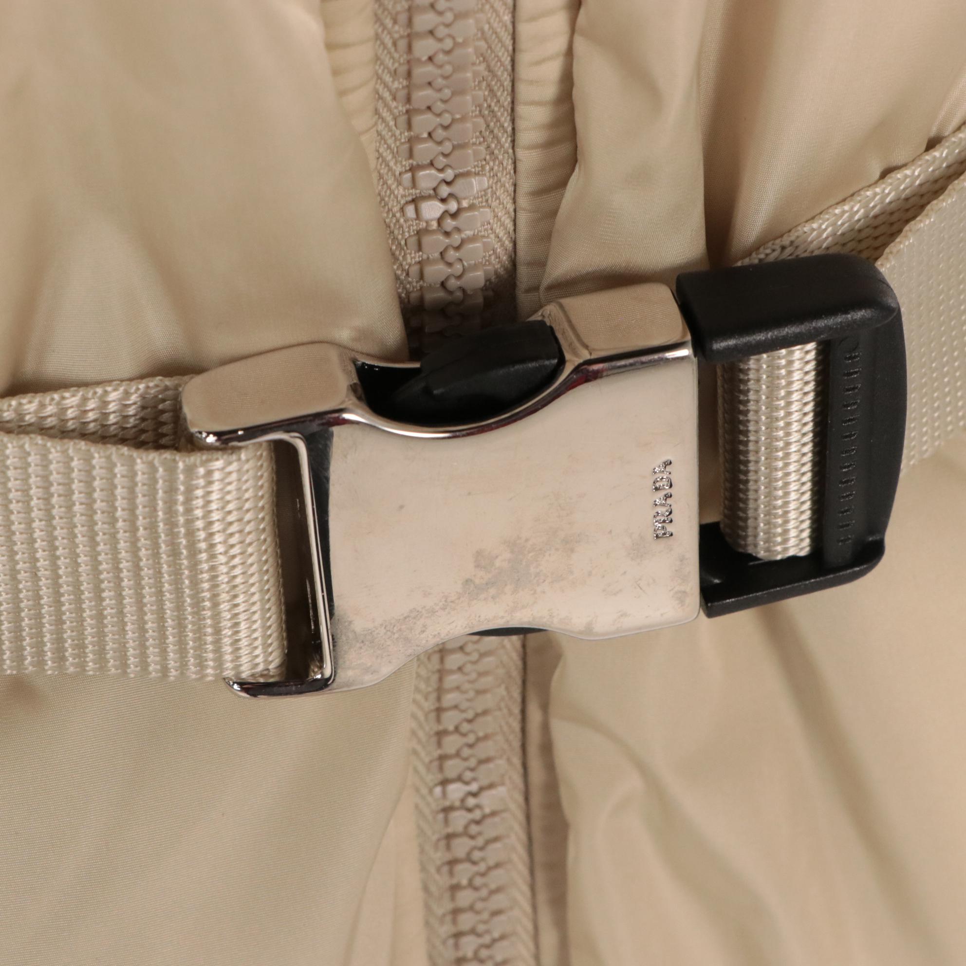 Prada Sport Beige Nylon Insulated Belted Jacket