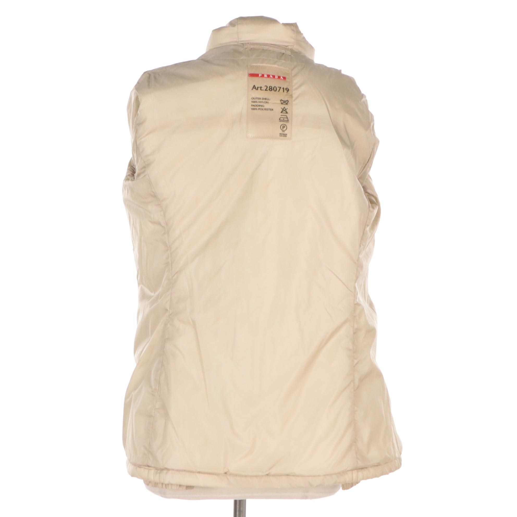 Prada Sport Beige Nylon Insulated Belted Jacket
