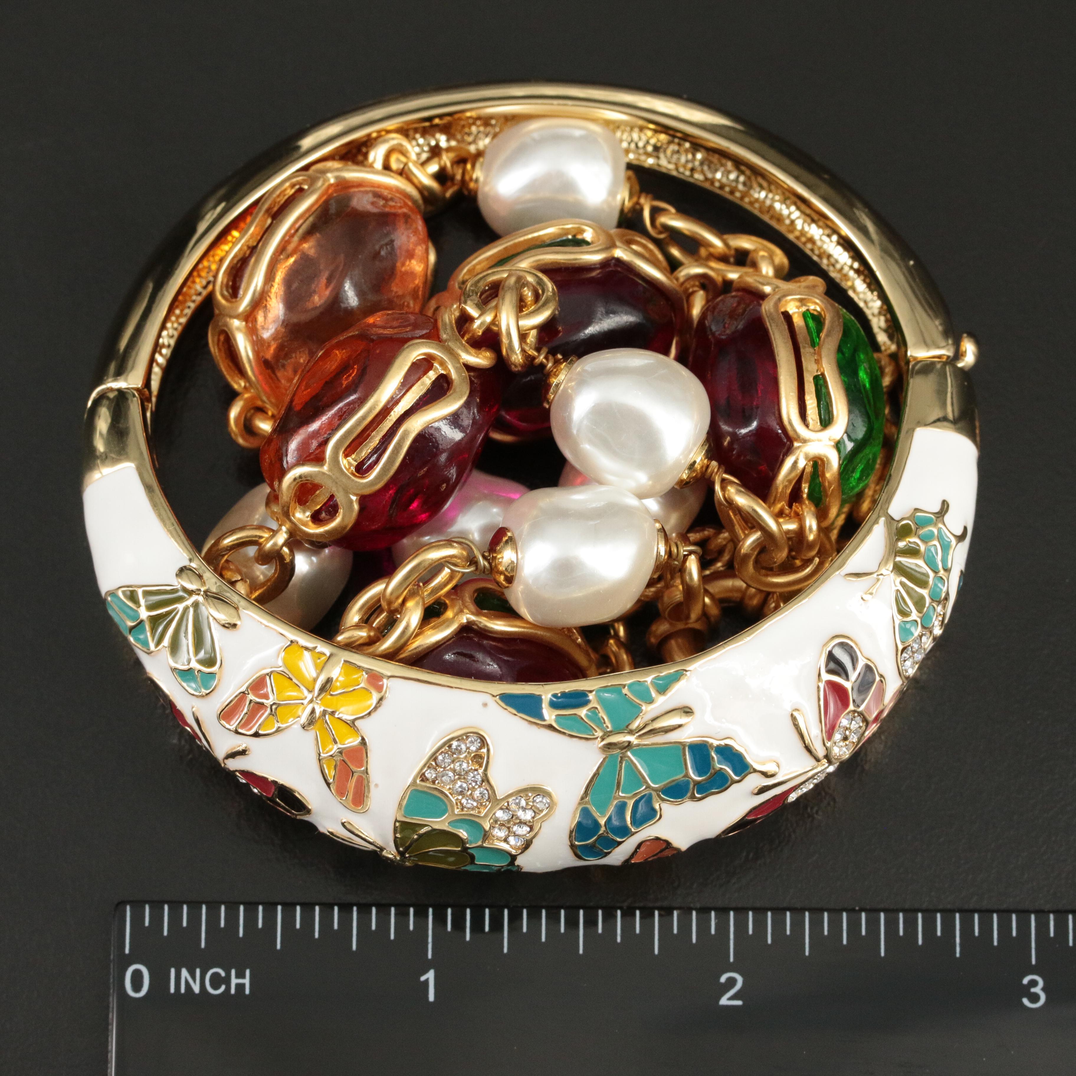 Catwalk Jon Jewel-Tone Necklace and Butterfly Hinged Bangle