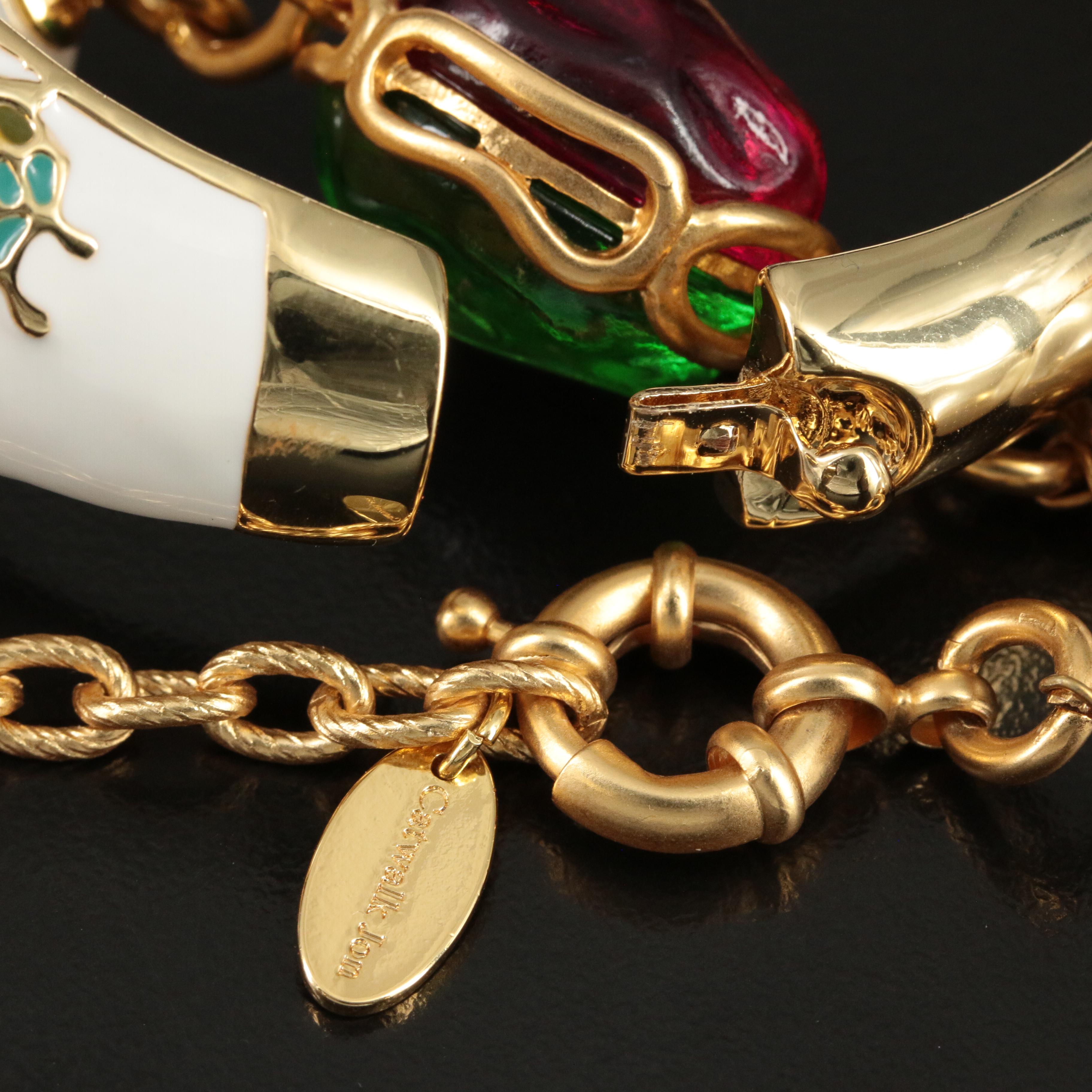 Catwalk Jon Jewel-Tone Necklace and Butterfly Hinged Bangle