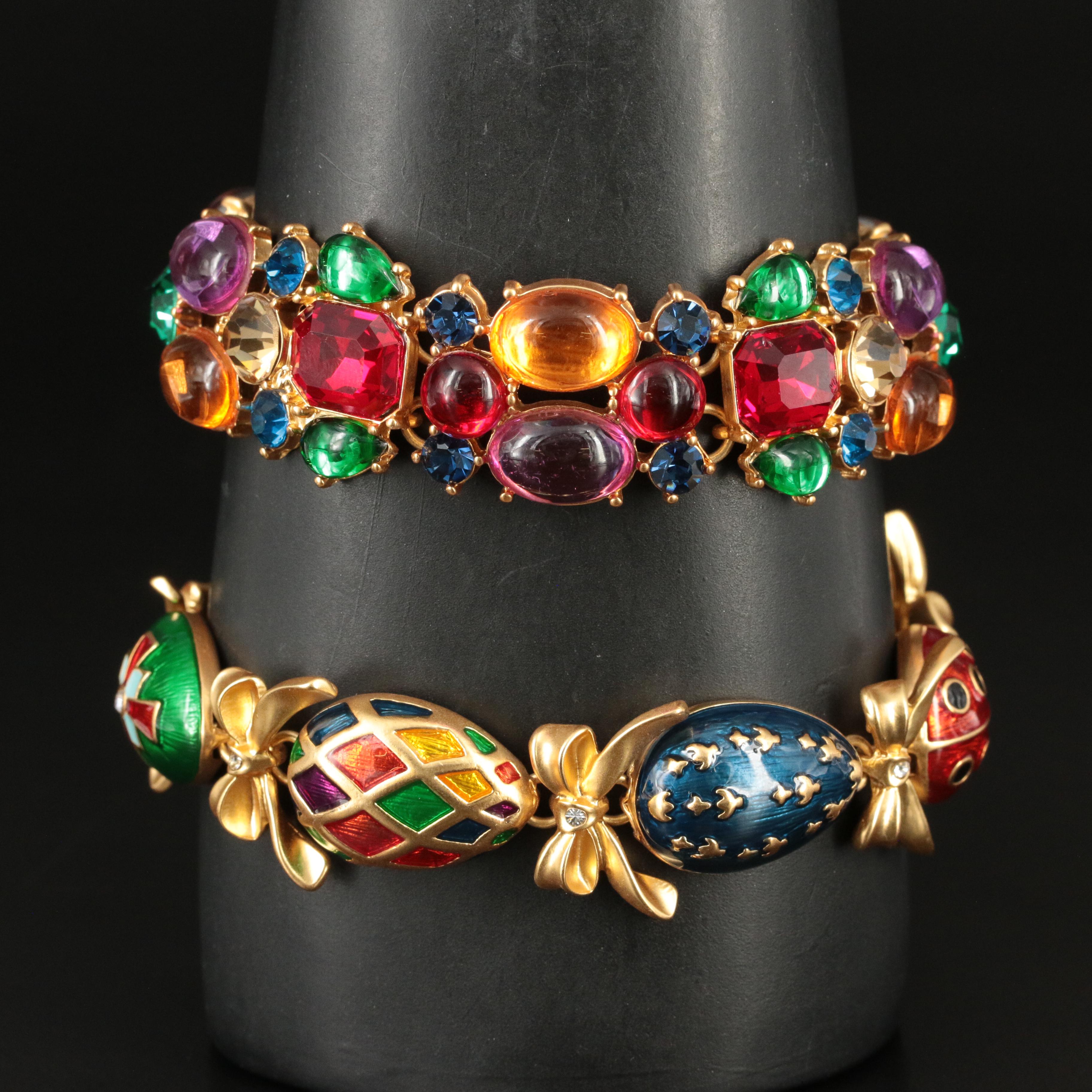Catwalk Jon Jewel-Tone Link and Egg Bracelets