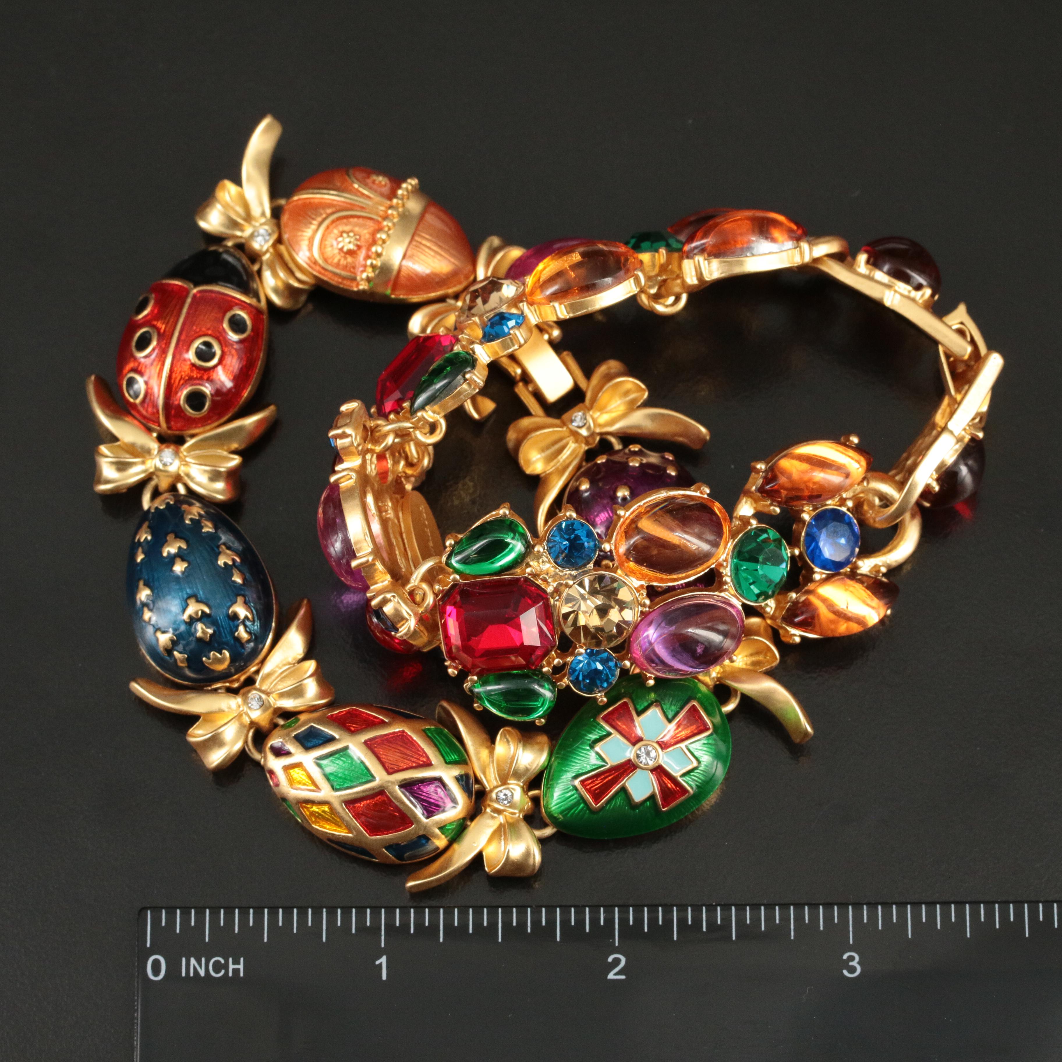 Catwalk Jon Jewel-Tone Link and Egg Bracelets