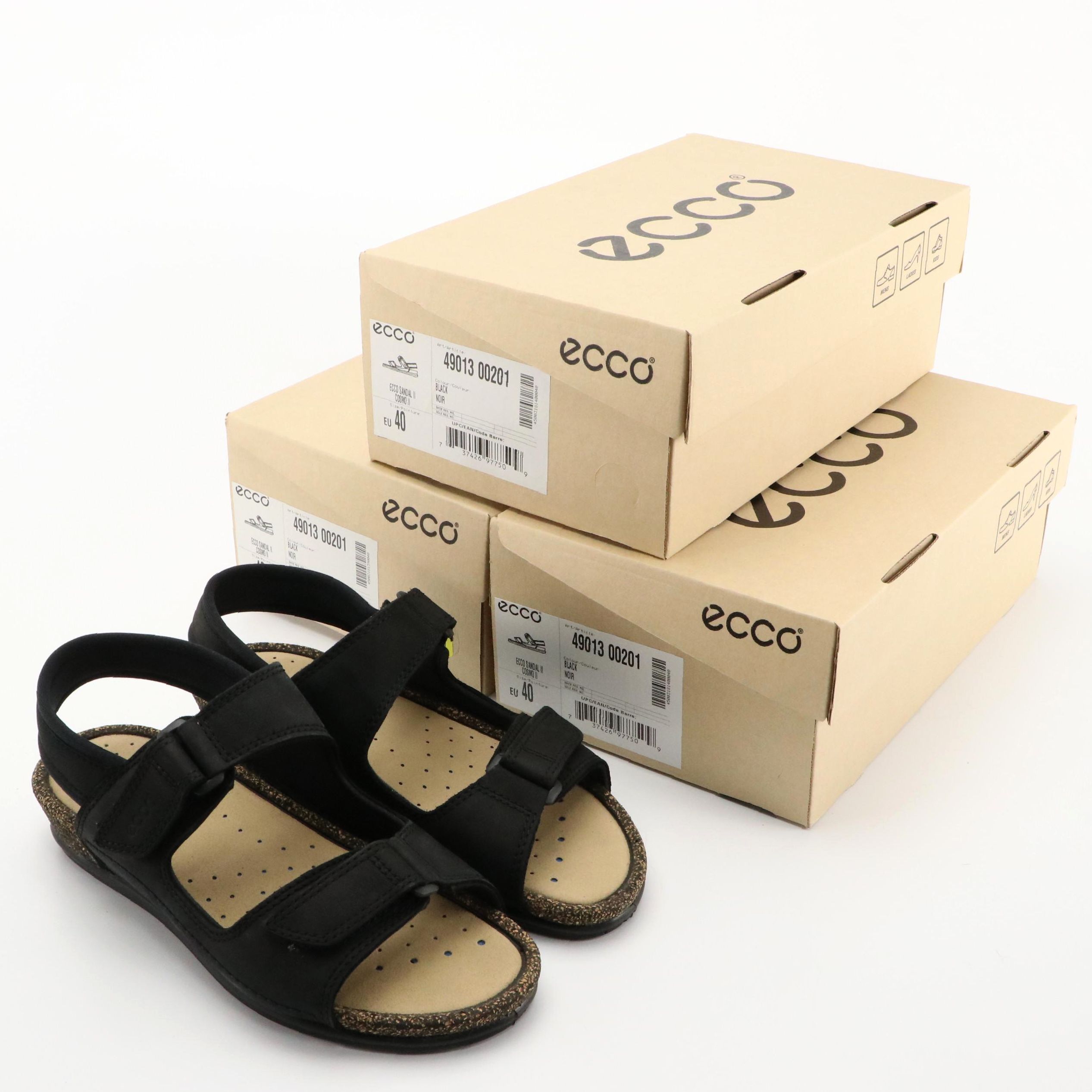 ECCO® Leather Cosmo II Sandals with Boxes