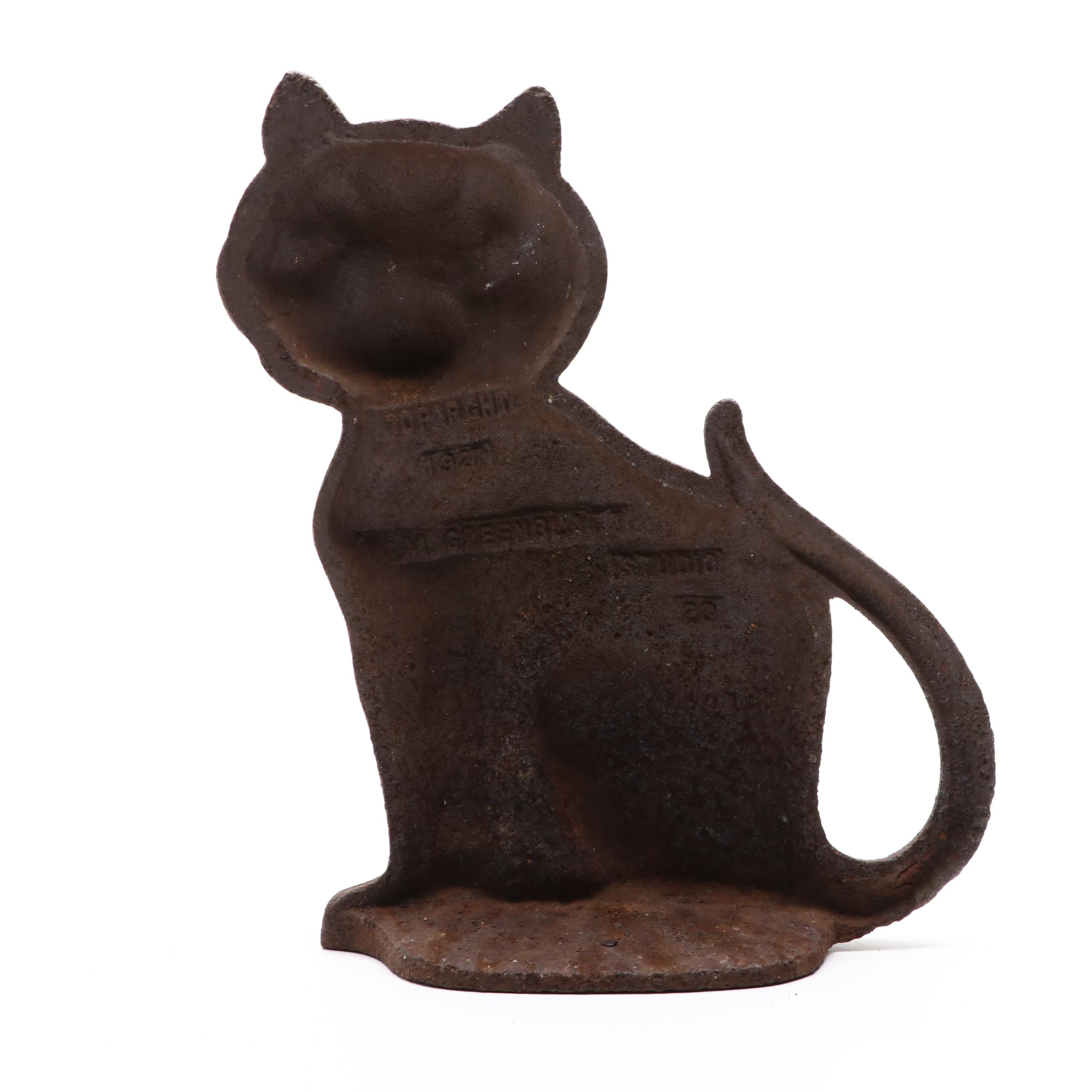 A.M. Greenblatt Studios Cast Iron "Sitting Cat" Doorstop, 1927
