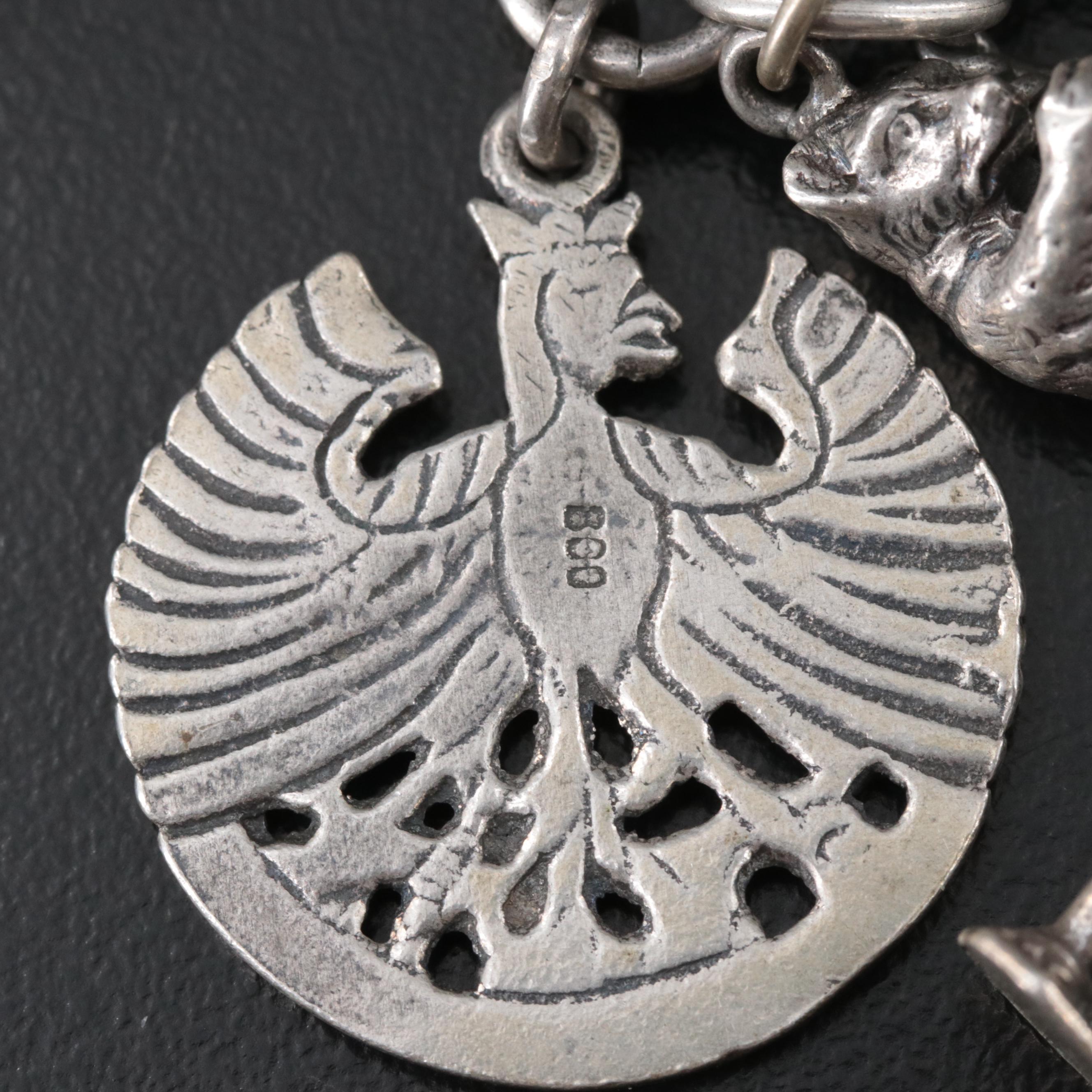 Vintage Travel Charm Bracelet Featuring 800 Silver