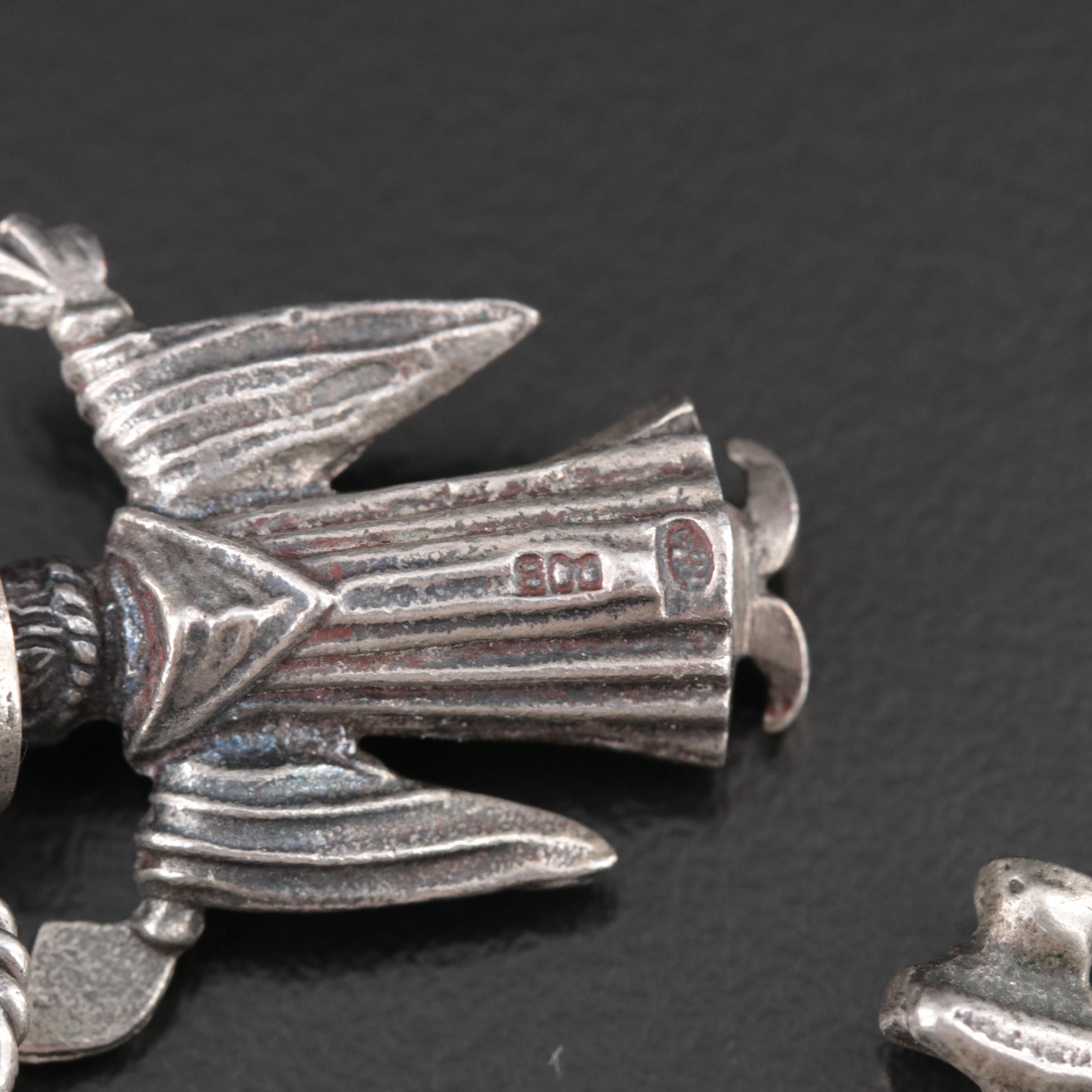 Vintage Travel Charm Bracelet Featuring 800 Silver