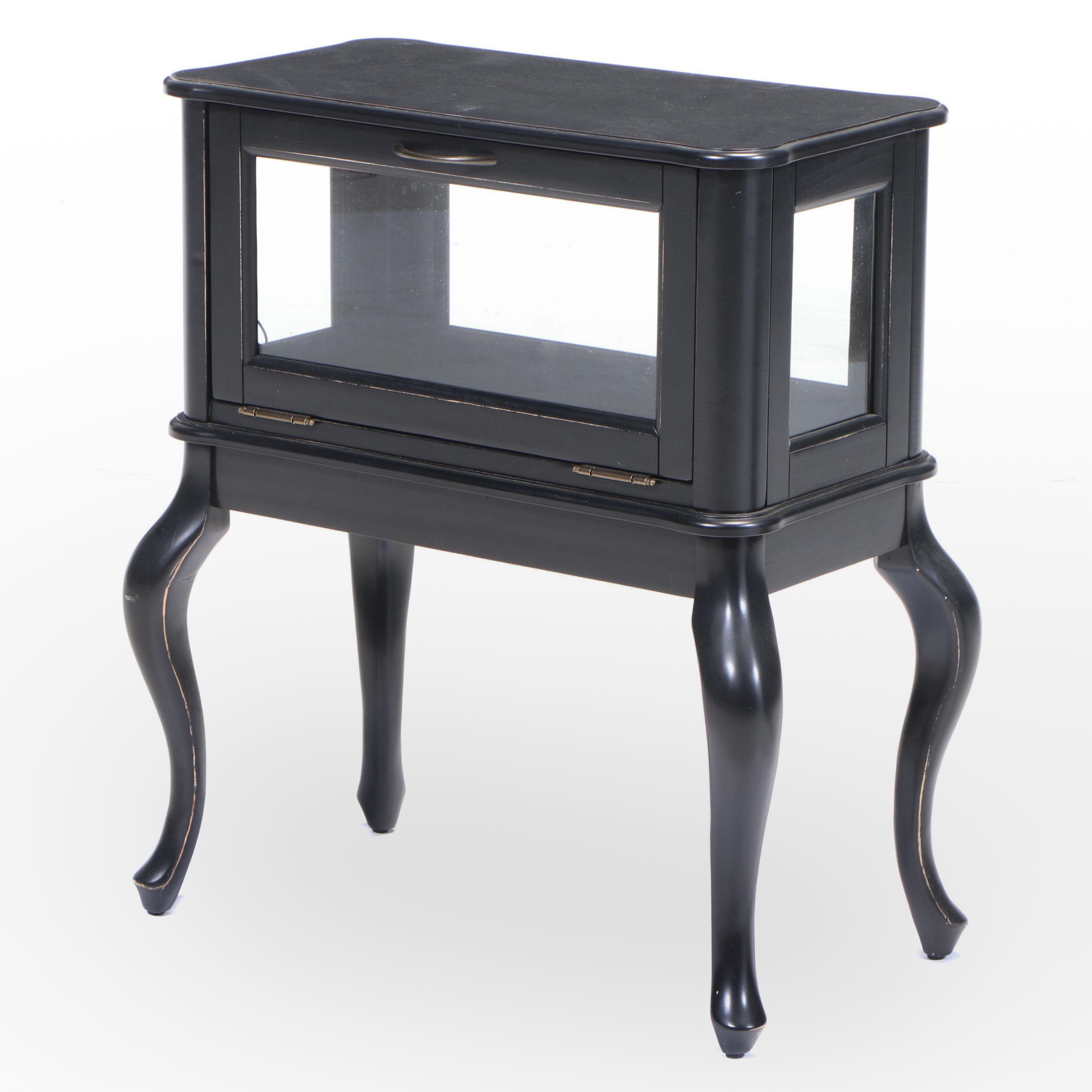 Queen Anne Style Ebonized Wood Curio Table
