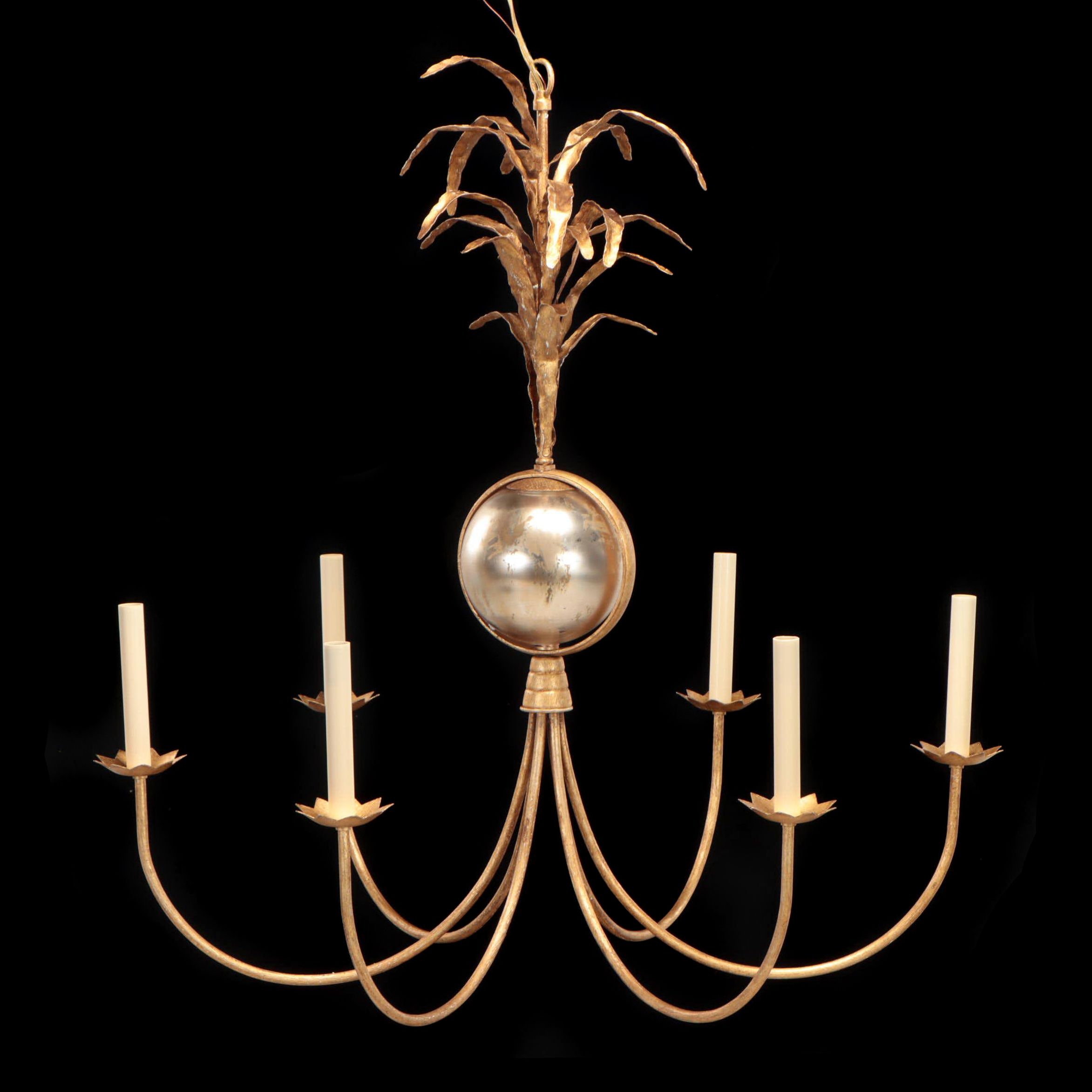 Visual Comfort & Co. "Gramercy" Six Arm Gold Finish Chandelier
