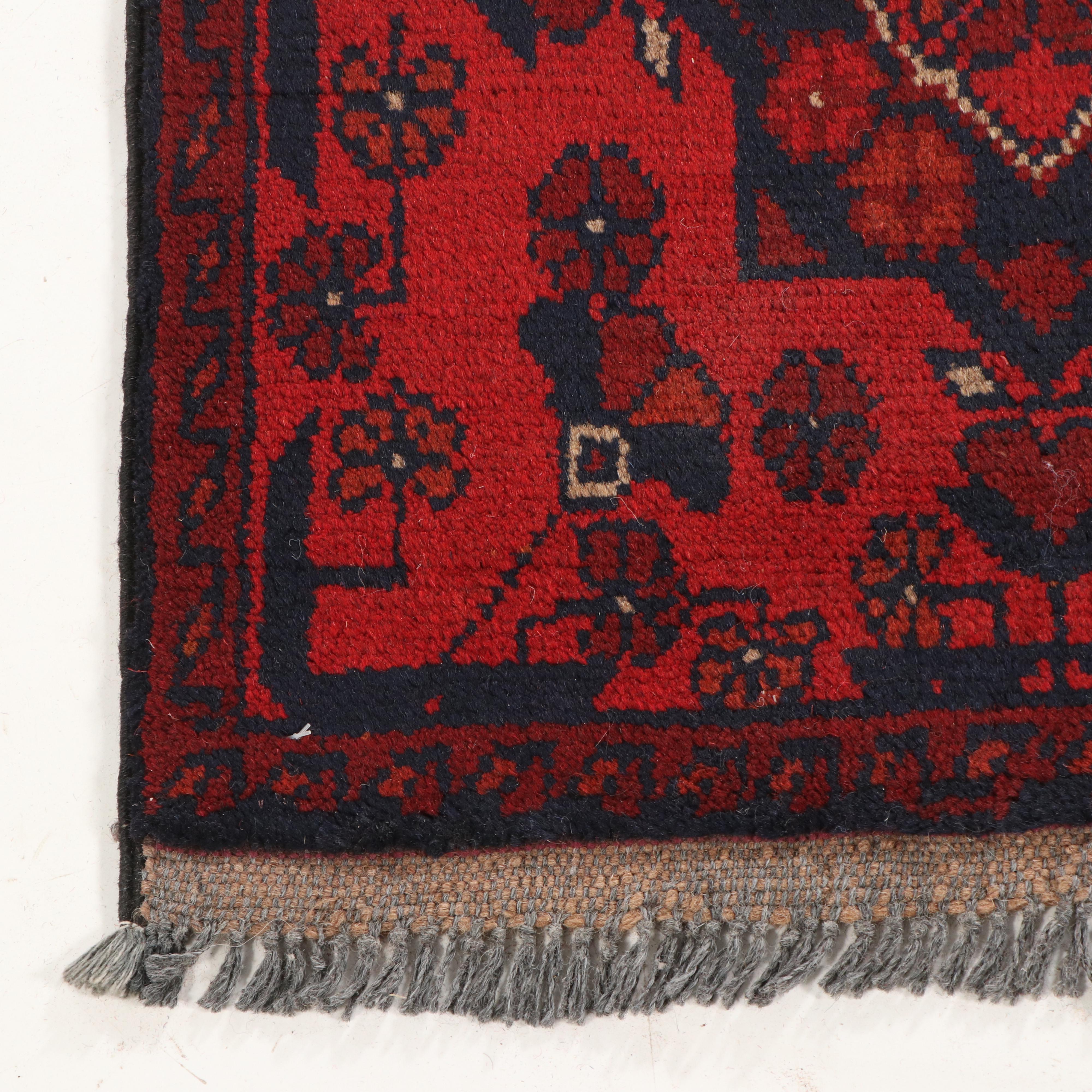 1'8 x 5'1 Hand-Knotted Pakistani Afghan Kunduz Style Accent Rug