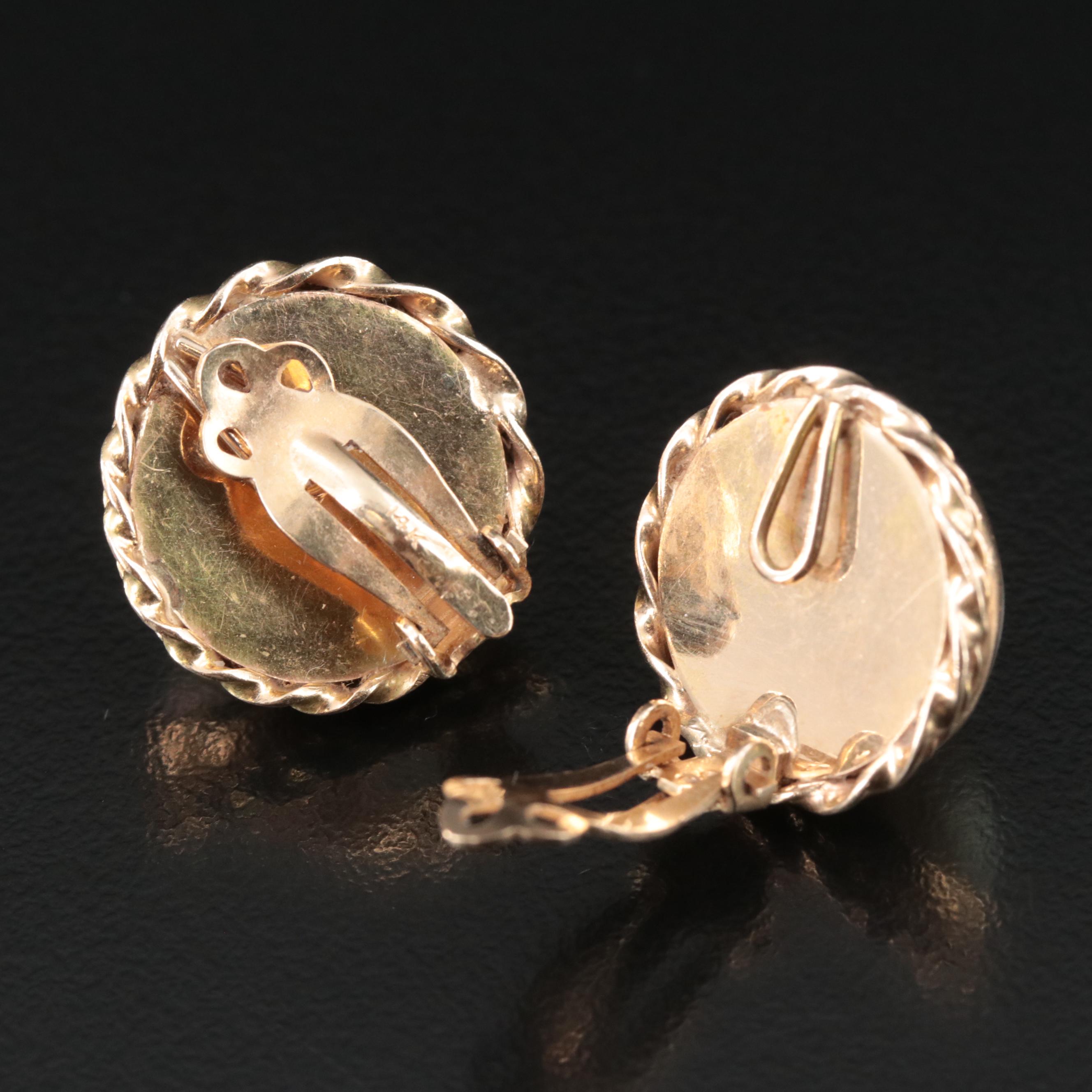 14K Mabé Pearl Button Earrings