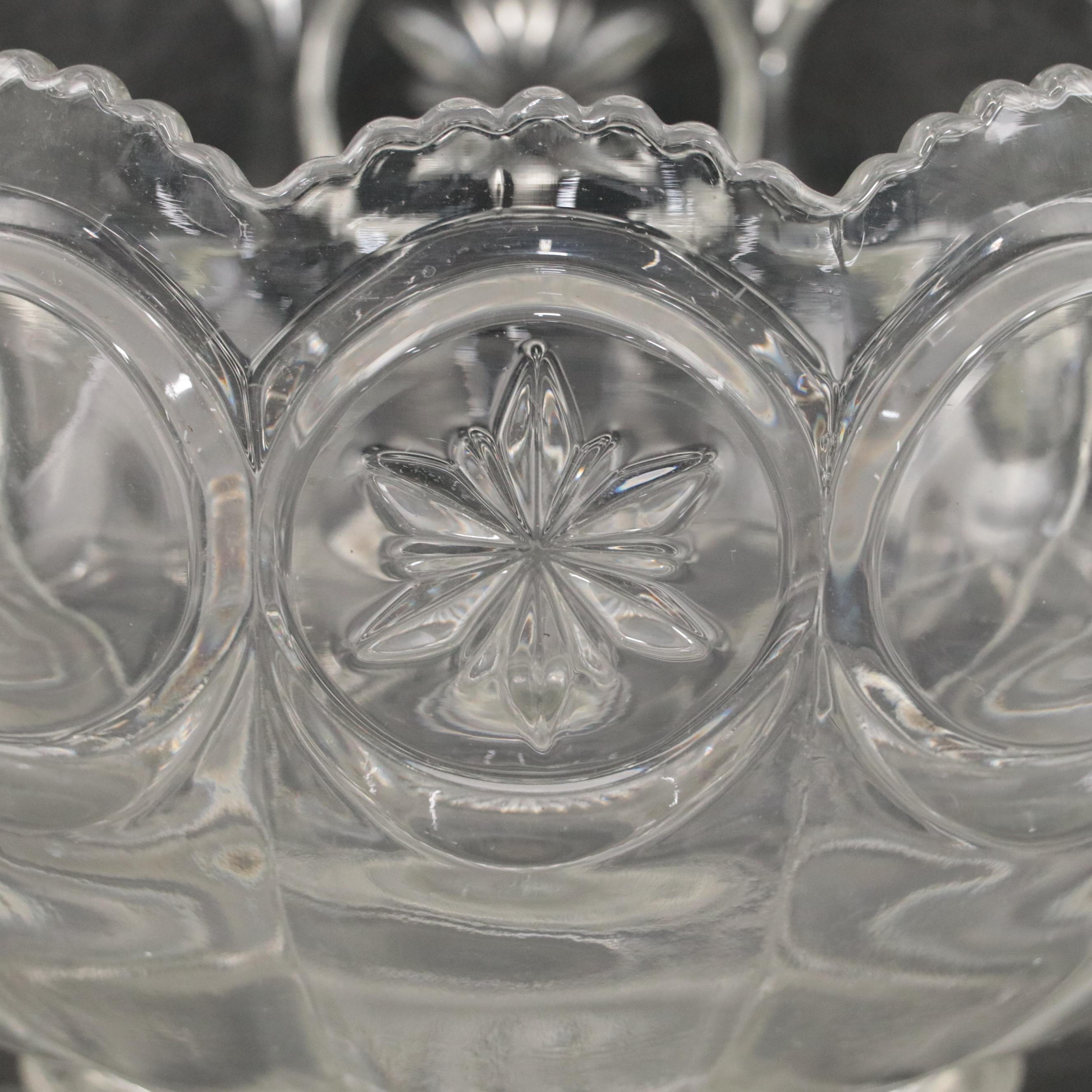 Tiffin-Franciscan "Moon and Stars" Molded Glass Punch Bowl Set