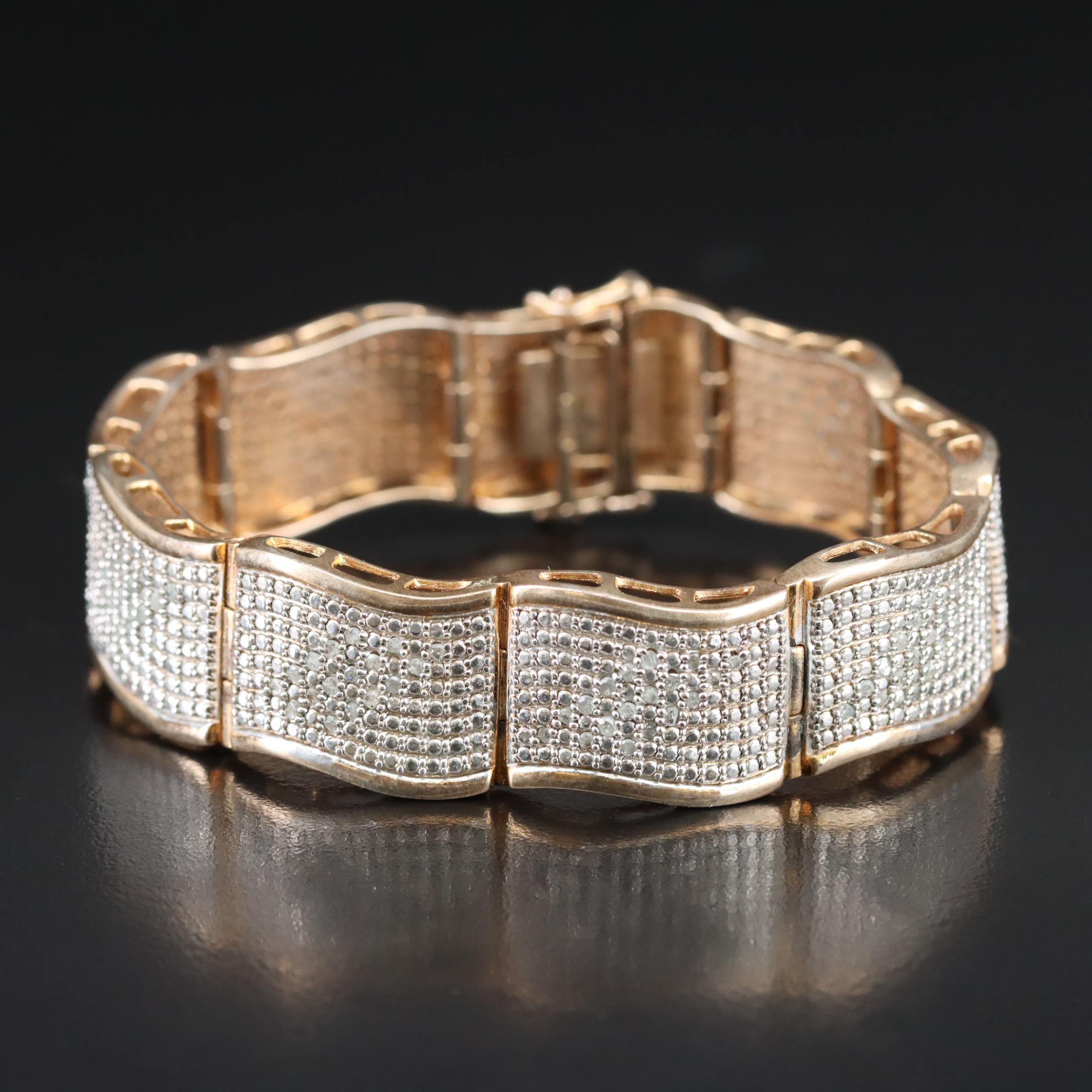 Copper Diamond Wave Bracelet