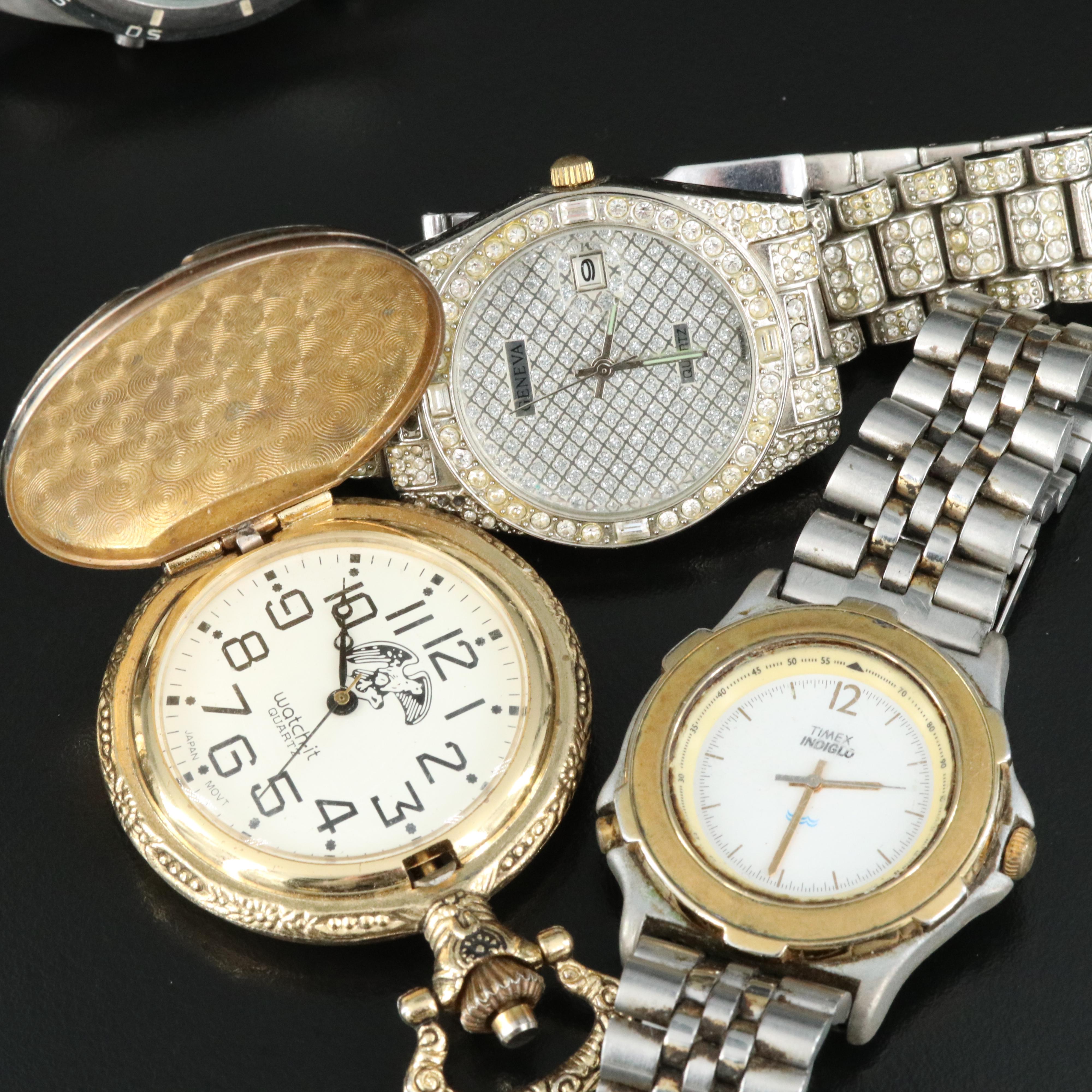 Quartz Watch and Pocket Watch Selection Featuring Geneva