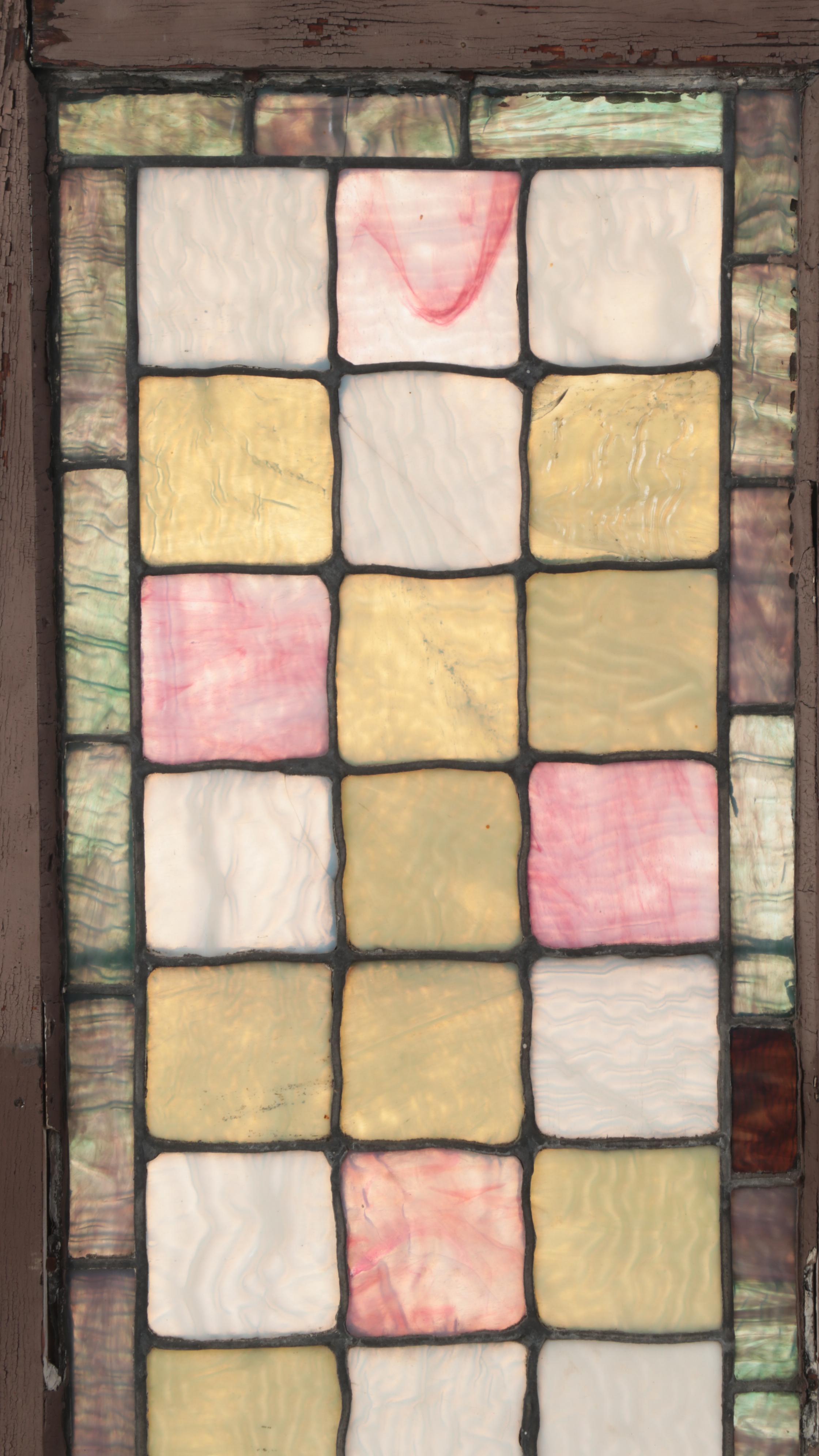 Checkerboard Design Stained Glass Hanging Window Panel