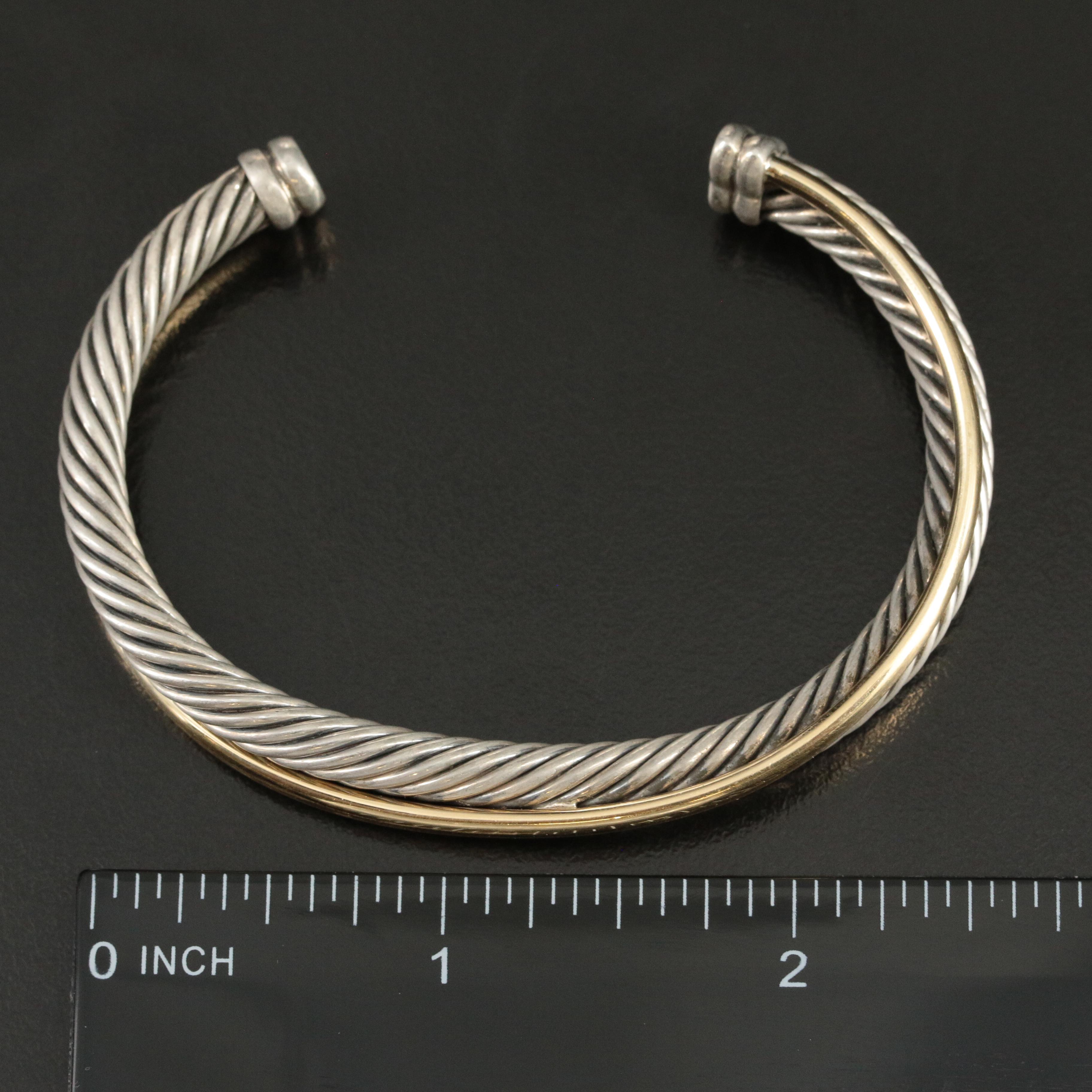 David Yurman Crossover Sterling and Gold Bonded Cuff Bracelet