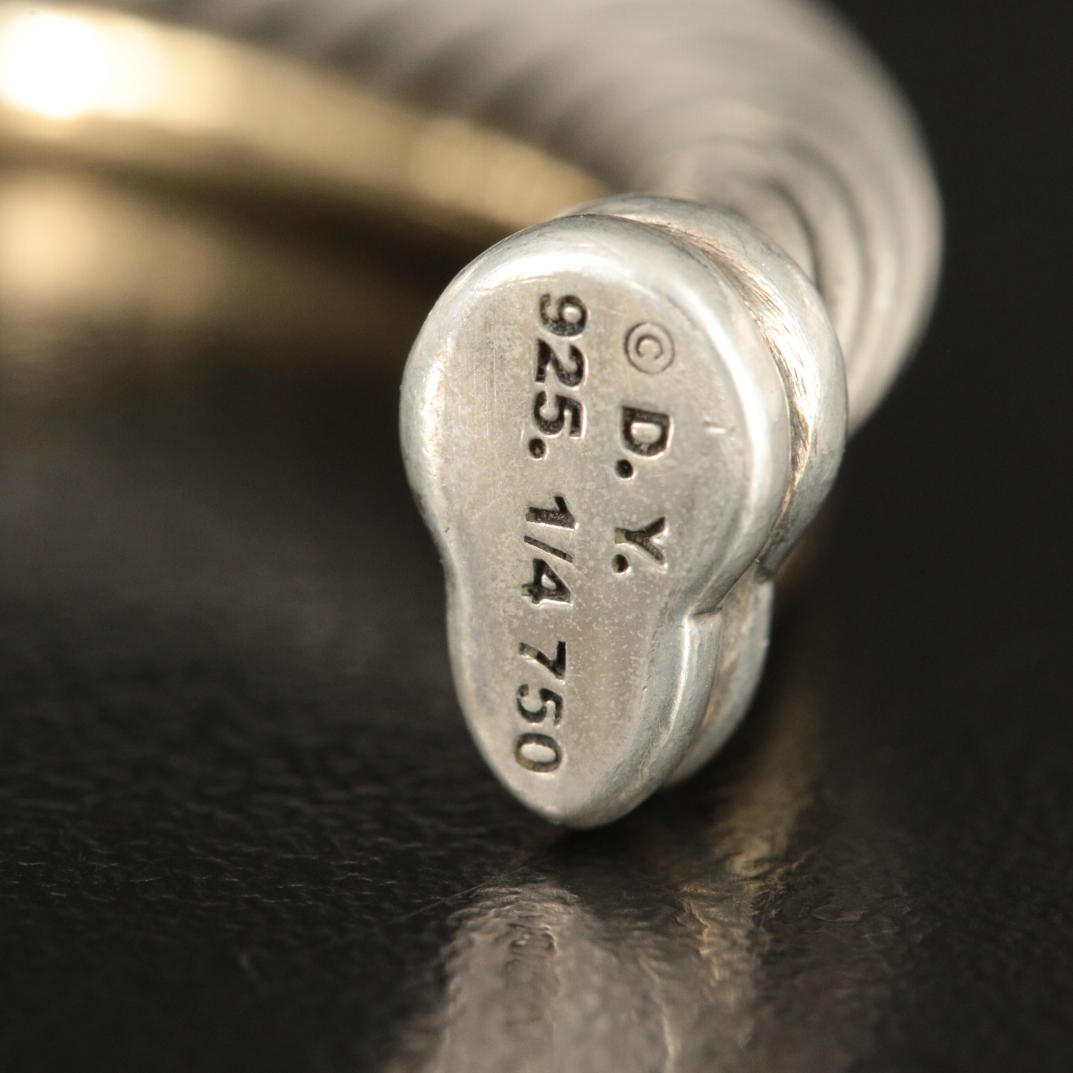 David Yurman Crossover Sterling and Gold Bonded Cuff Bracelet