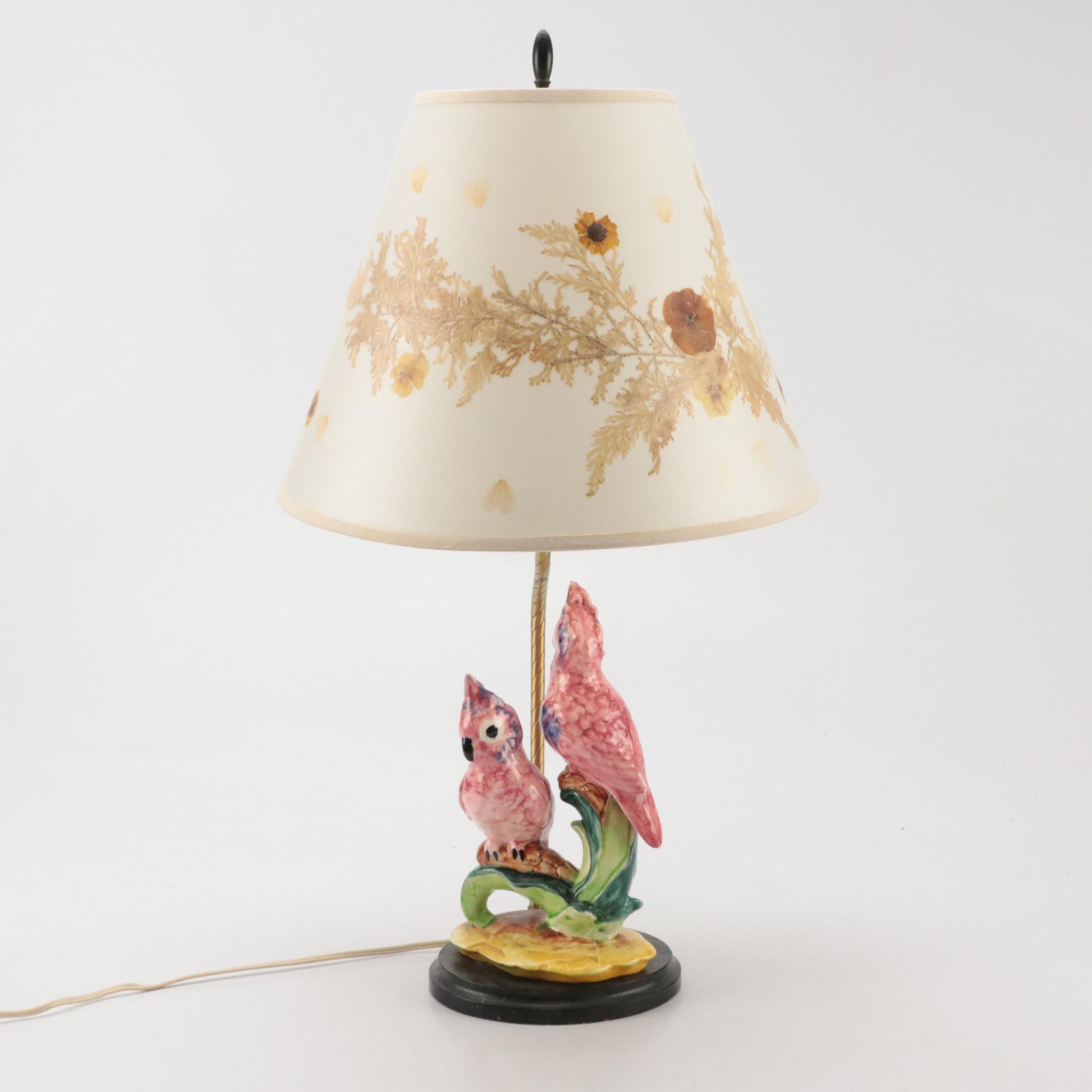 Ceramic Cockatoo Form Figurine Table Lamp