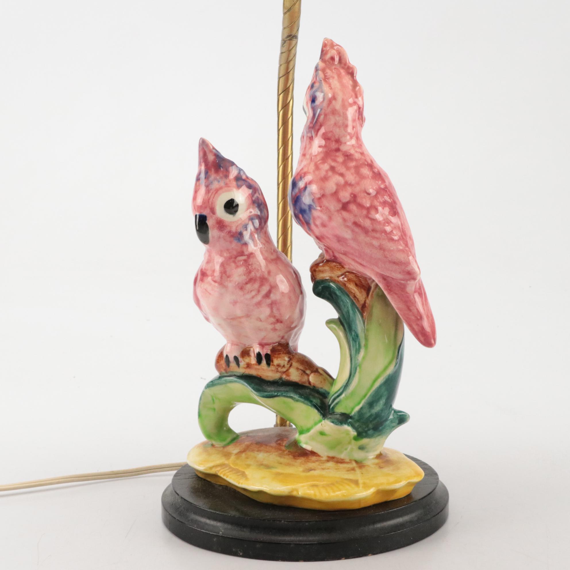Ceramic Cockatoo Form Figurine Table Lamp