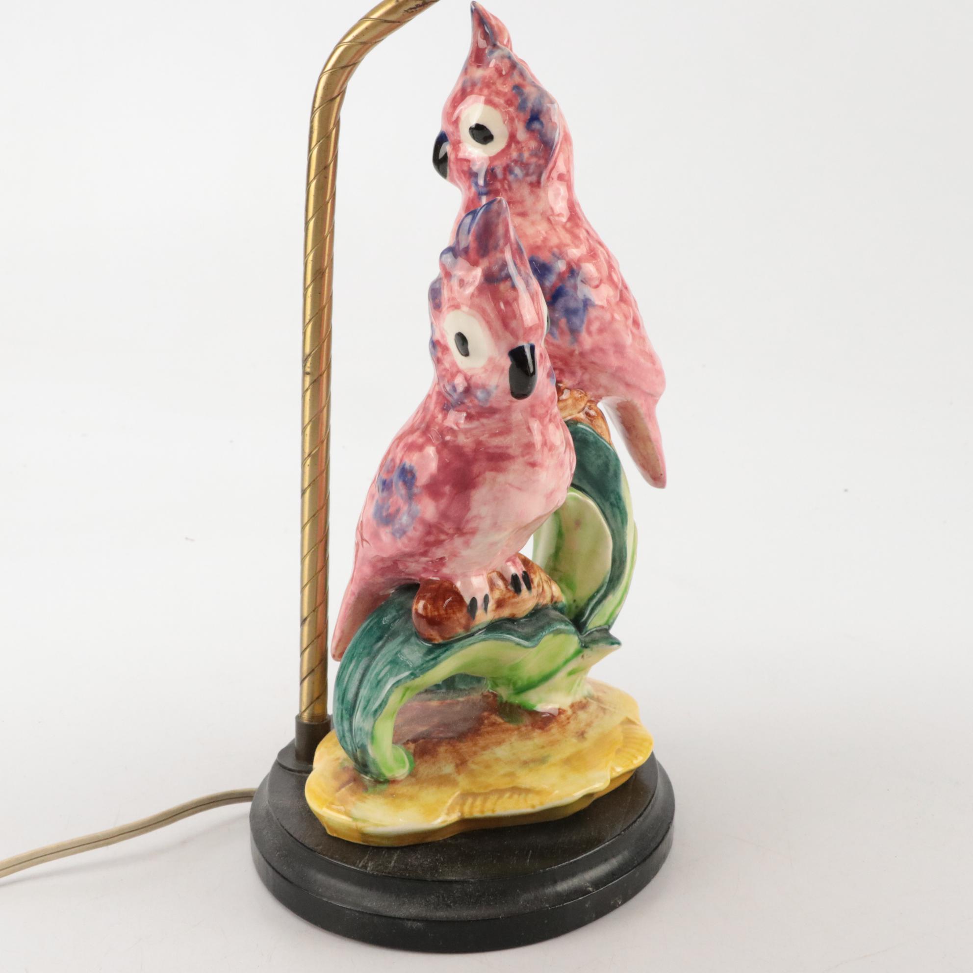Ceramic Cockatoo Form Figurine Table Lamp