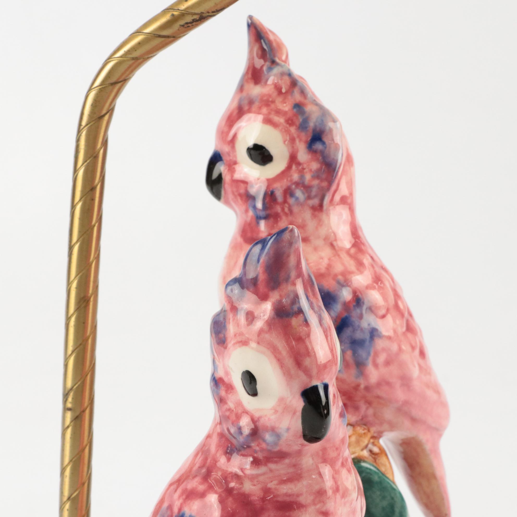 Ceramic Cockatoo Form Figurine Table Lamp