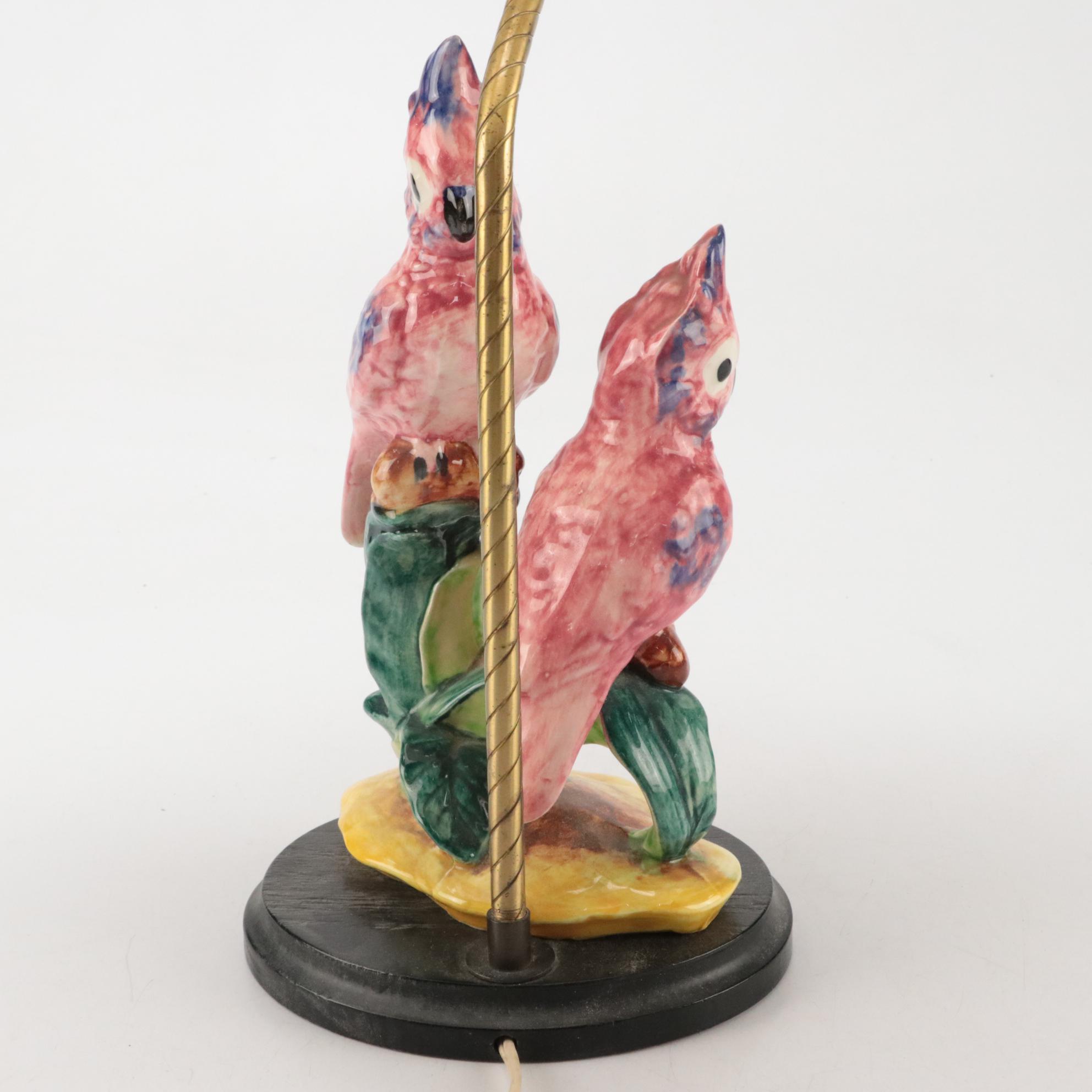 Ceramic Cockatoo Form Figurine Table Lamp