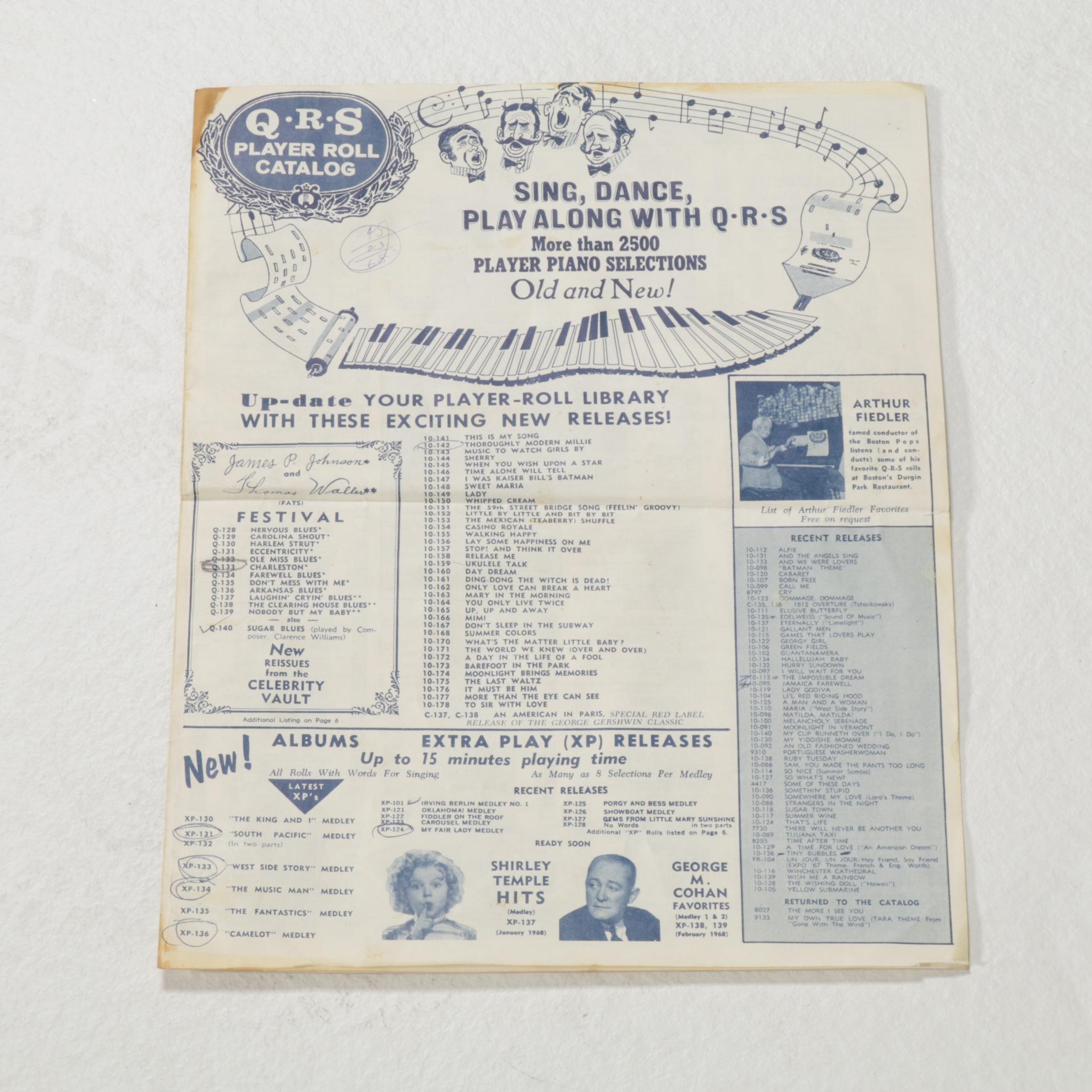 85 Q.R.S. Player Piano Rolls with Catalogs, 1960s EBTH