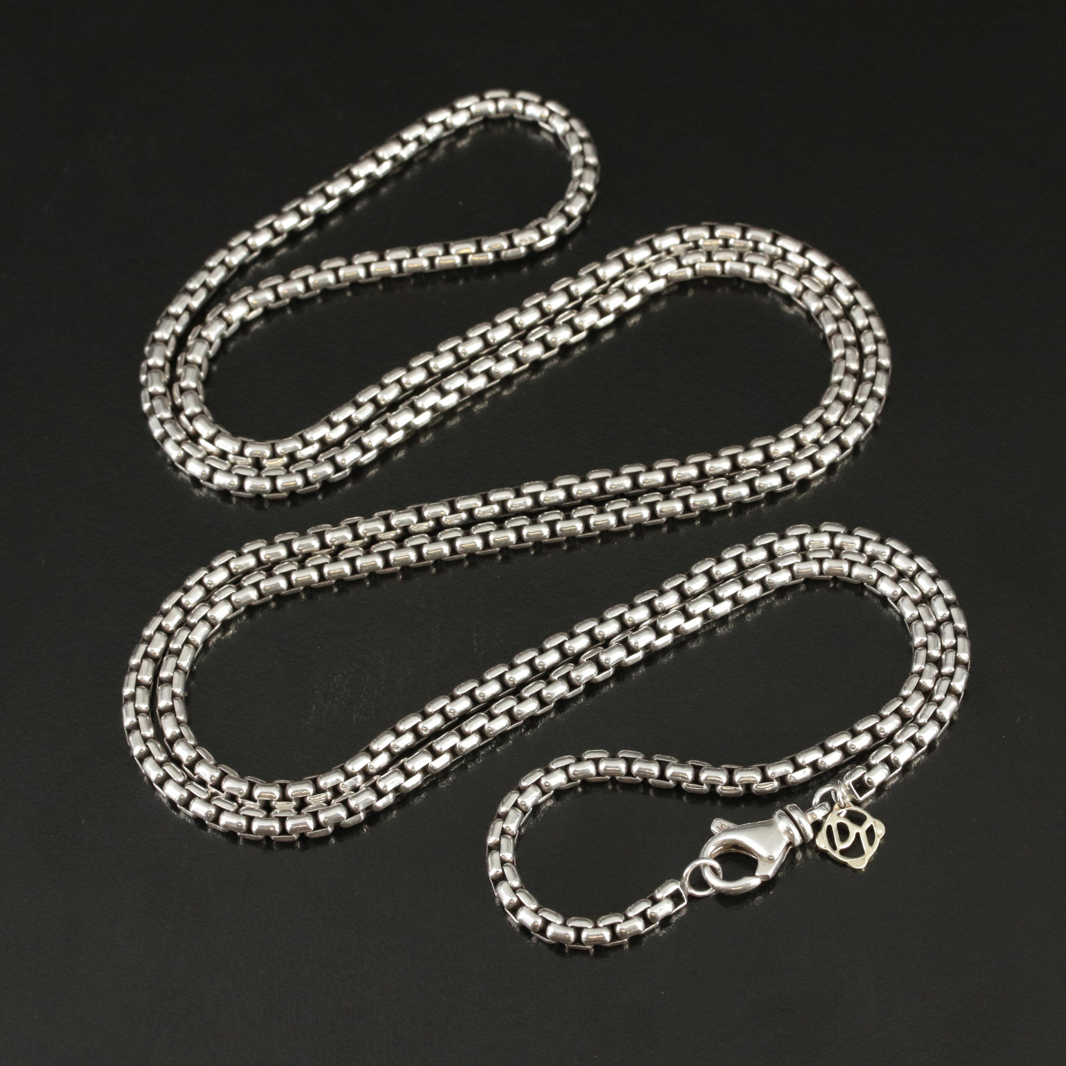 David Yurman Sterling Long Box Chain Necklace
