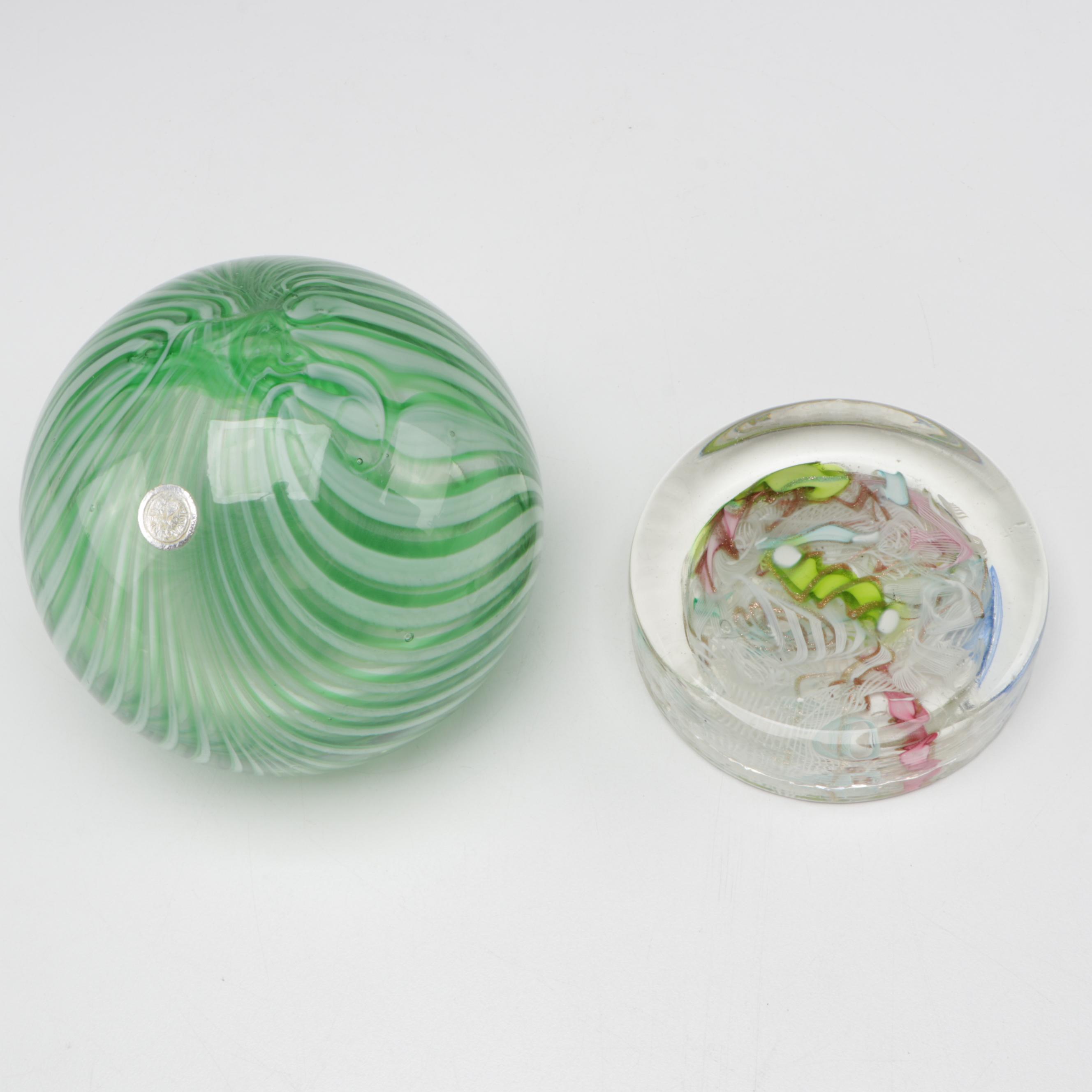 Swirl and Aventurine Glass with Oleg Cassini Faceted Glass Paperweights