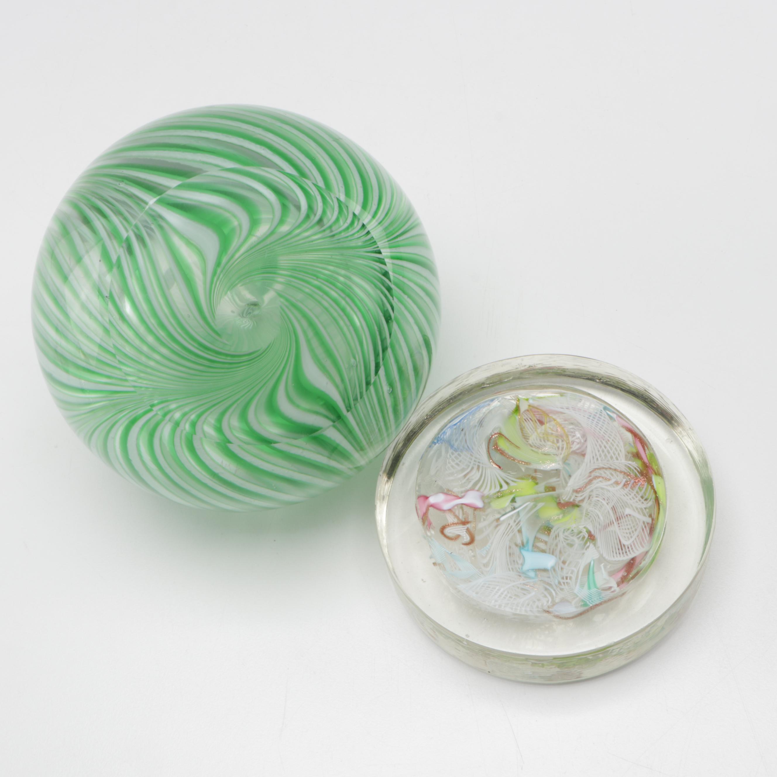 Swirl and Aventurine Glass with Oleg Cassini Faceted Glass Paperweights