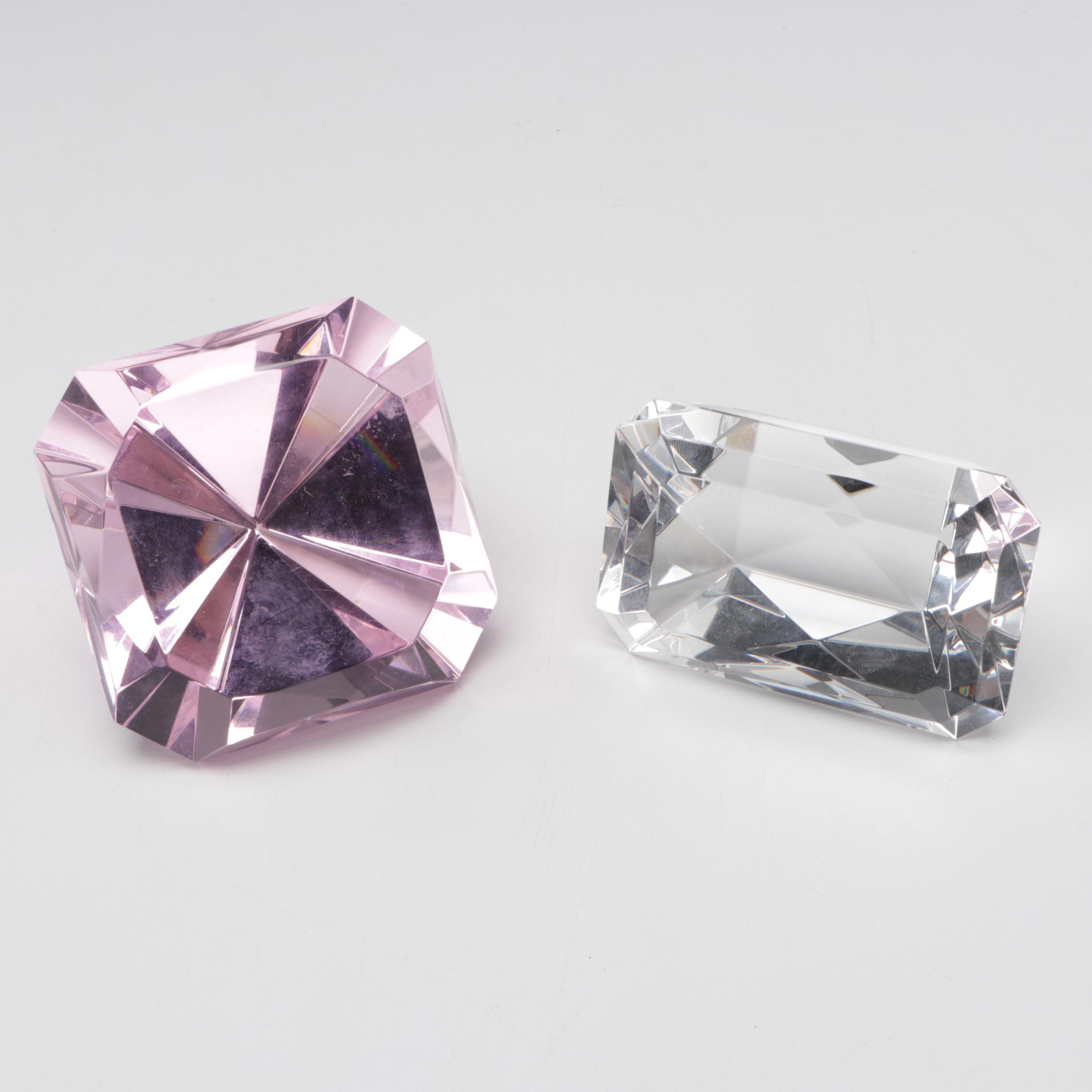 Swirl and Aventurine Glass with Oleg Cassini Faceted Glass Paperweights