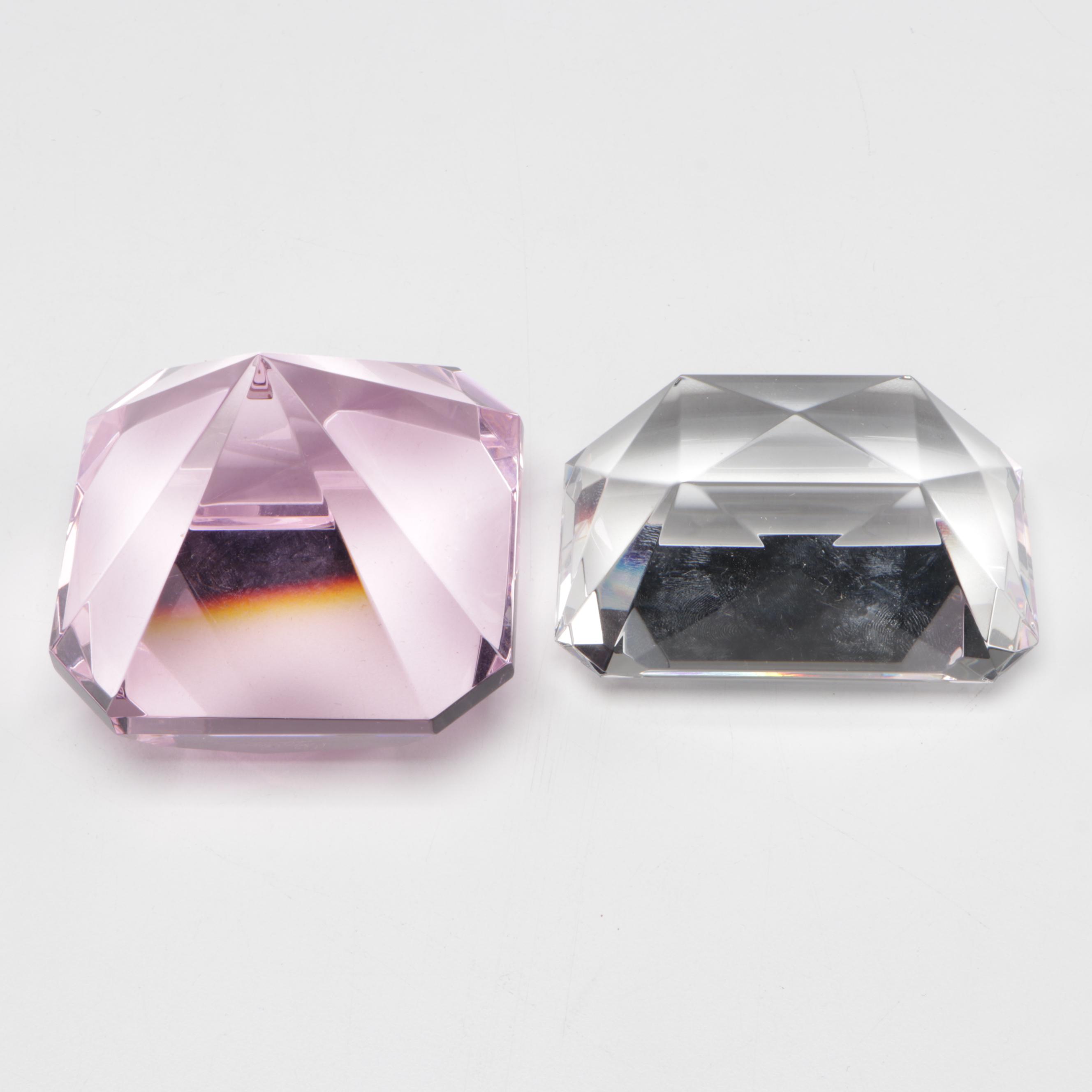 Swirl and Aventurine Glass with Oleg Cassini Faceted Glass Paperweights