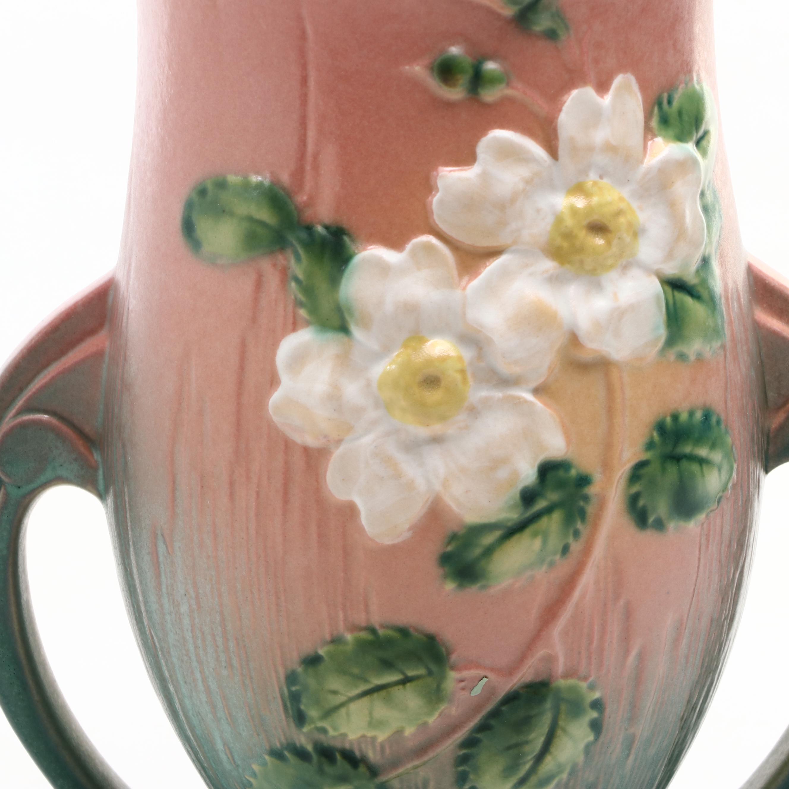 Ruth Owrey and Other Hand-Crafted Baskets with Roseville Ceramic Vase