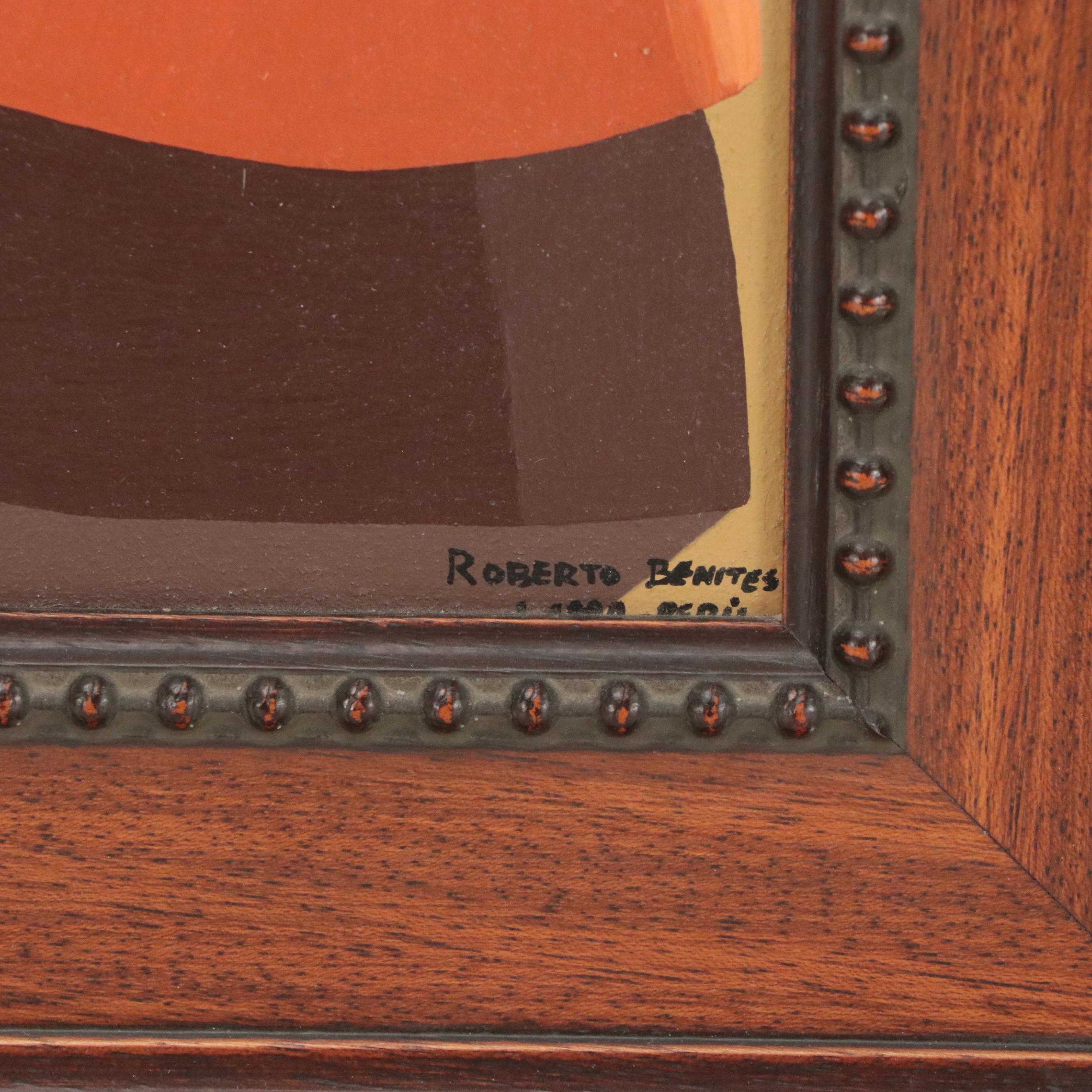 Roberto Benites Peruvian Folk Art Oil Paintings of Figural Scenes