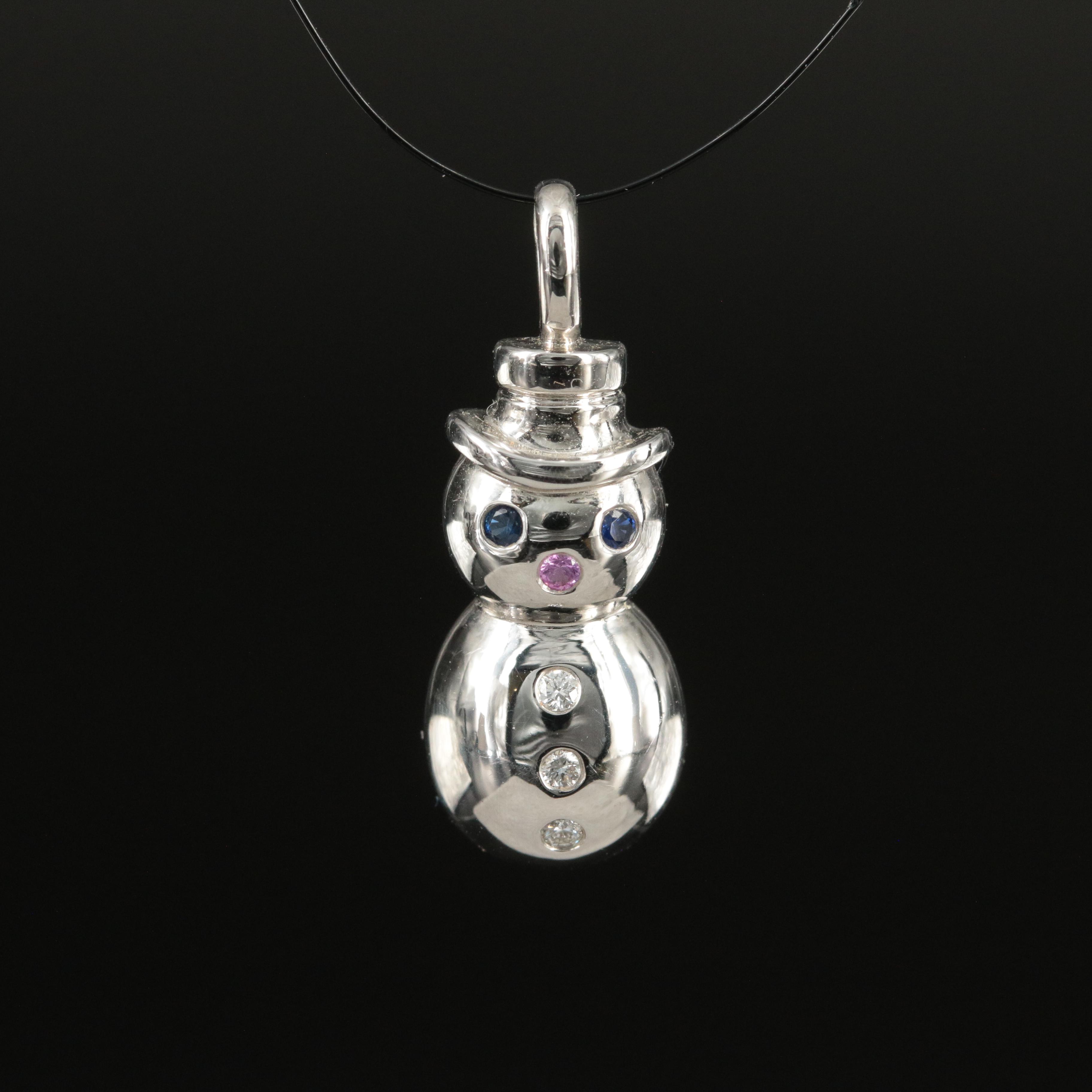 Tiffany & Co. 18K, Diamond and Sapphire Snowman Pendant