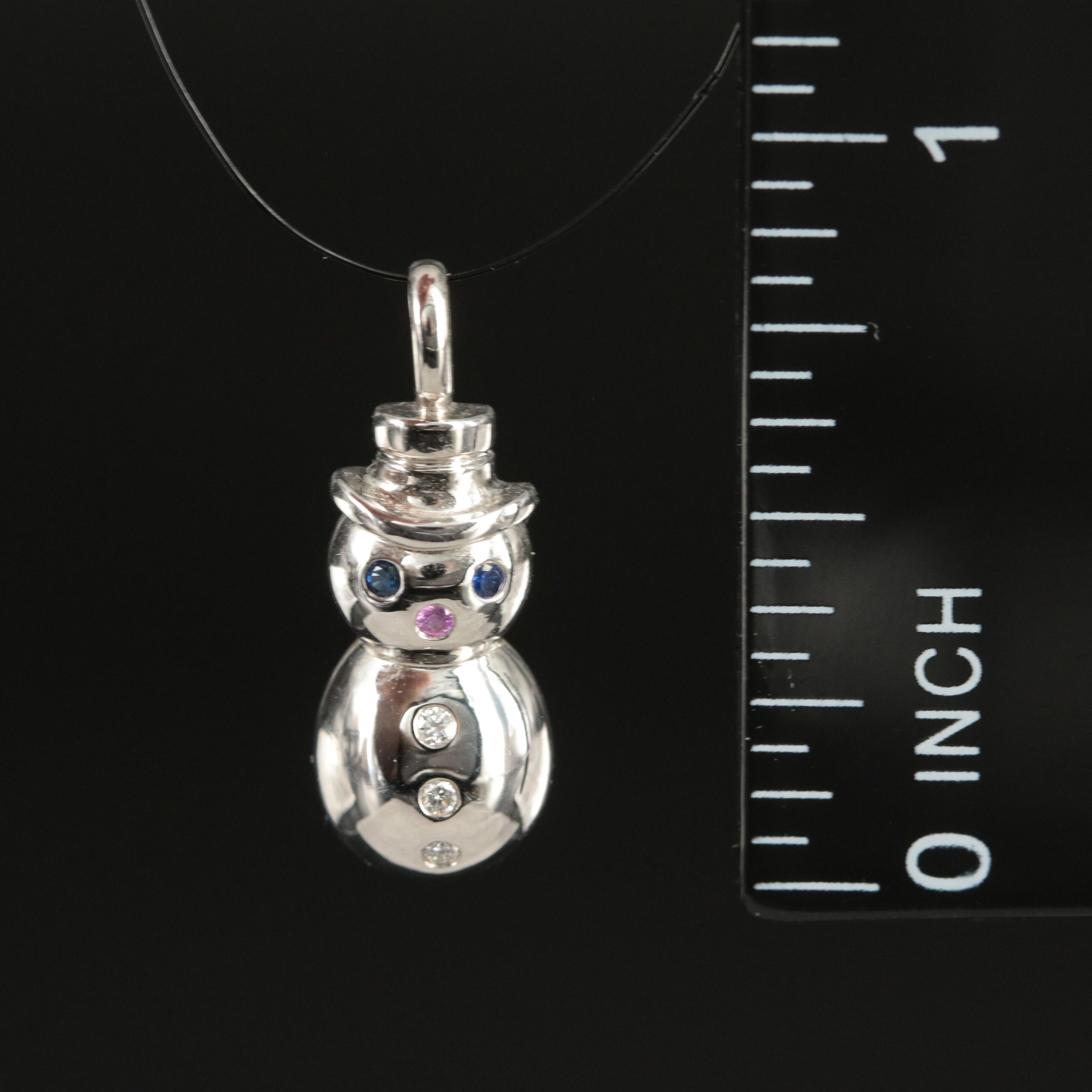 Tiffany & Co. 18K, Diamond and Sapphire Snowman Pendant