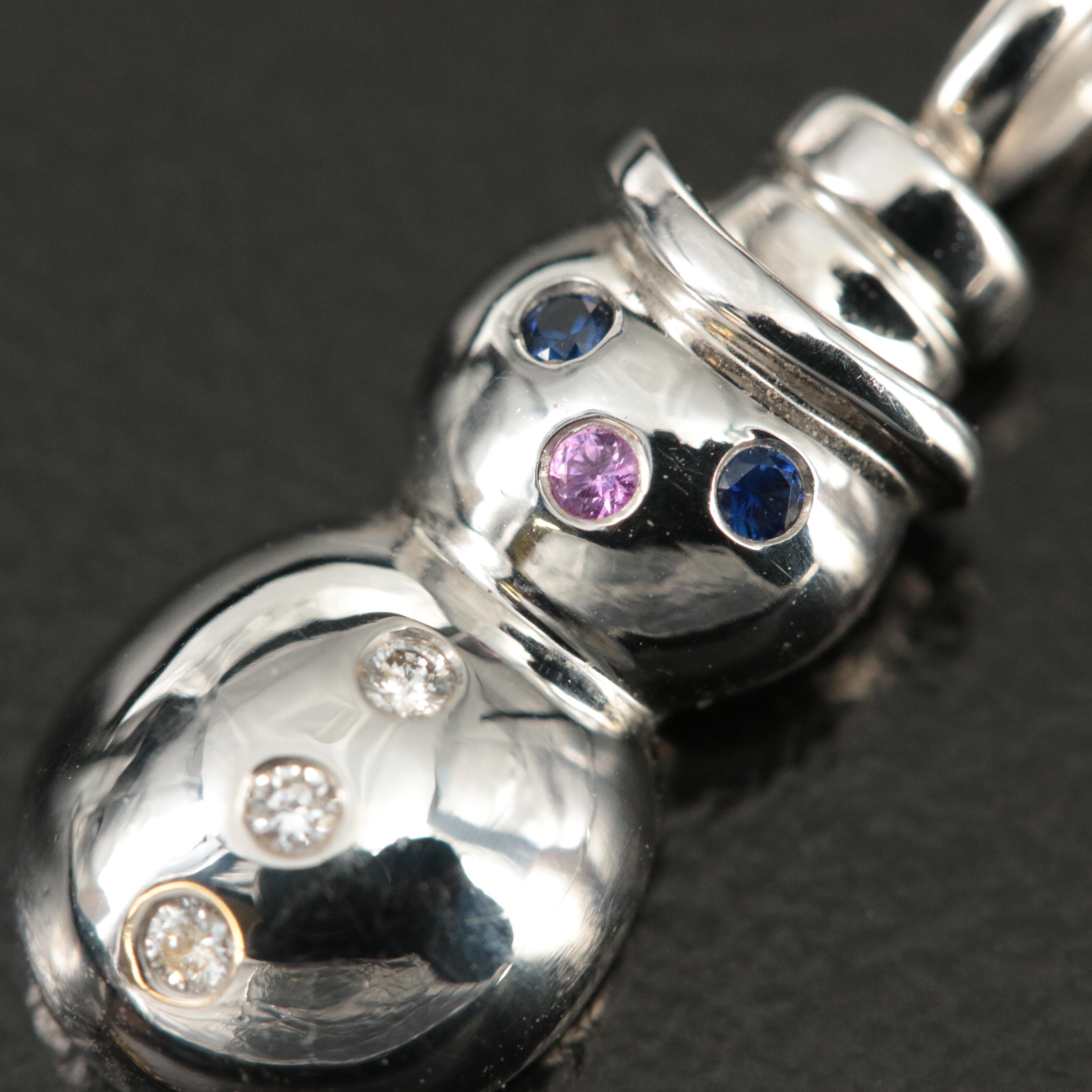 Tiffany & Co. 18K, Diamond and Sapphire Snowman Pendant