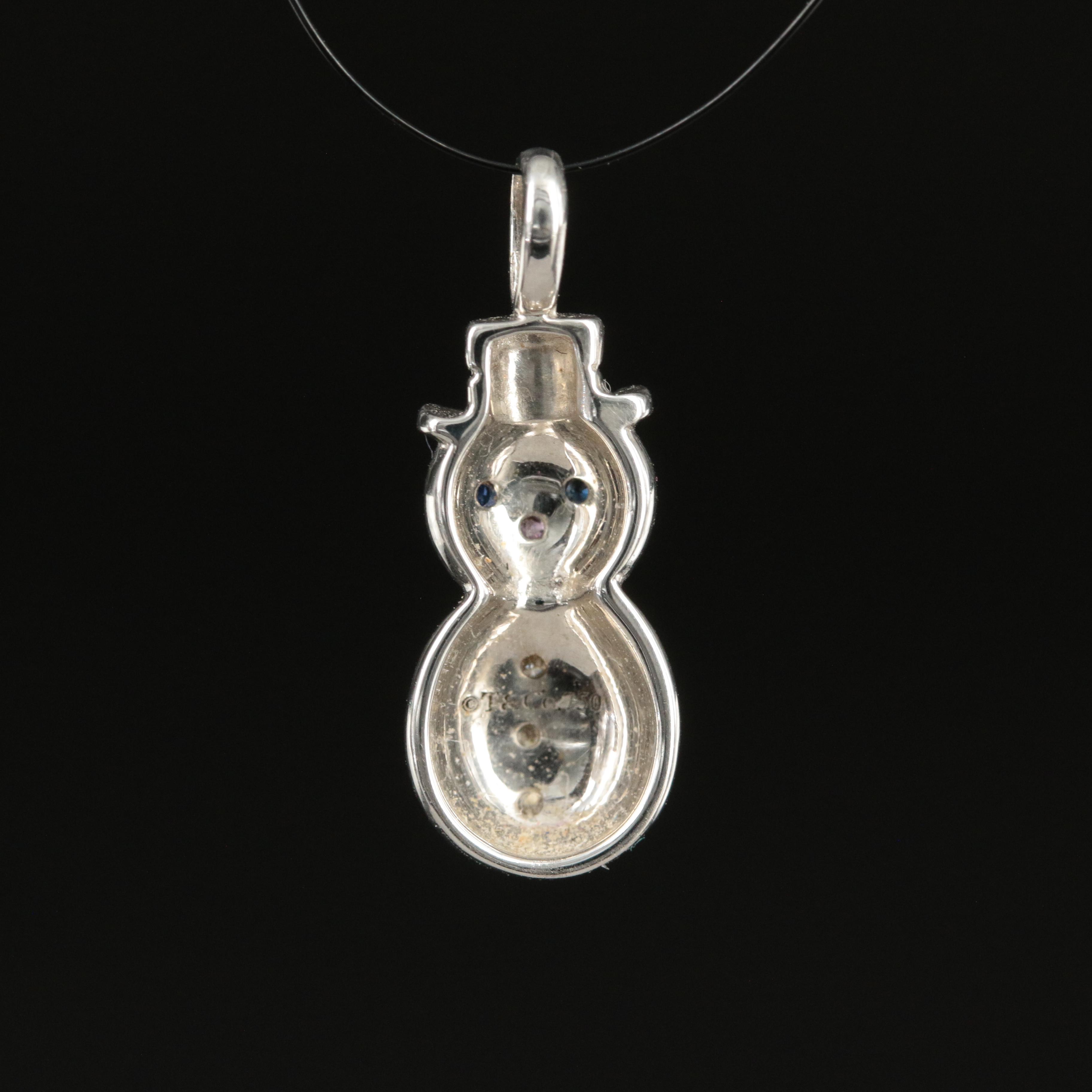 Tiffany & Co. 18K, Diamond and Sapphire Snowman Pendant