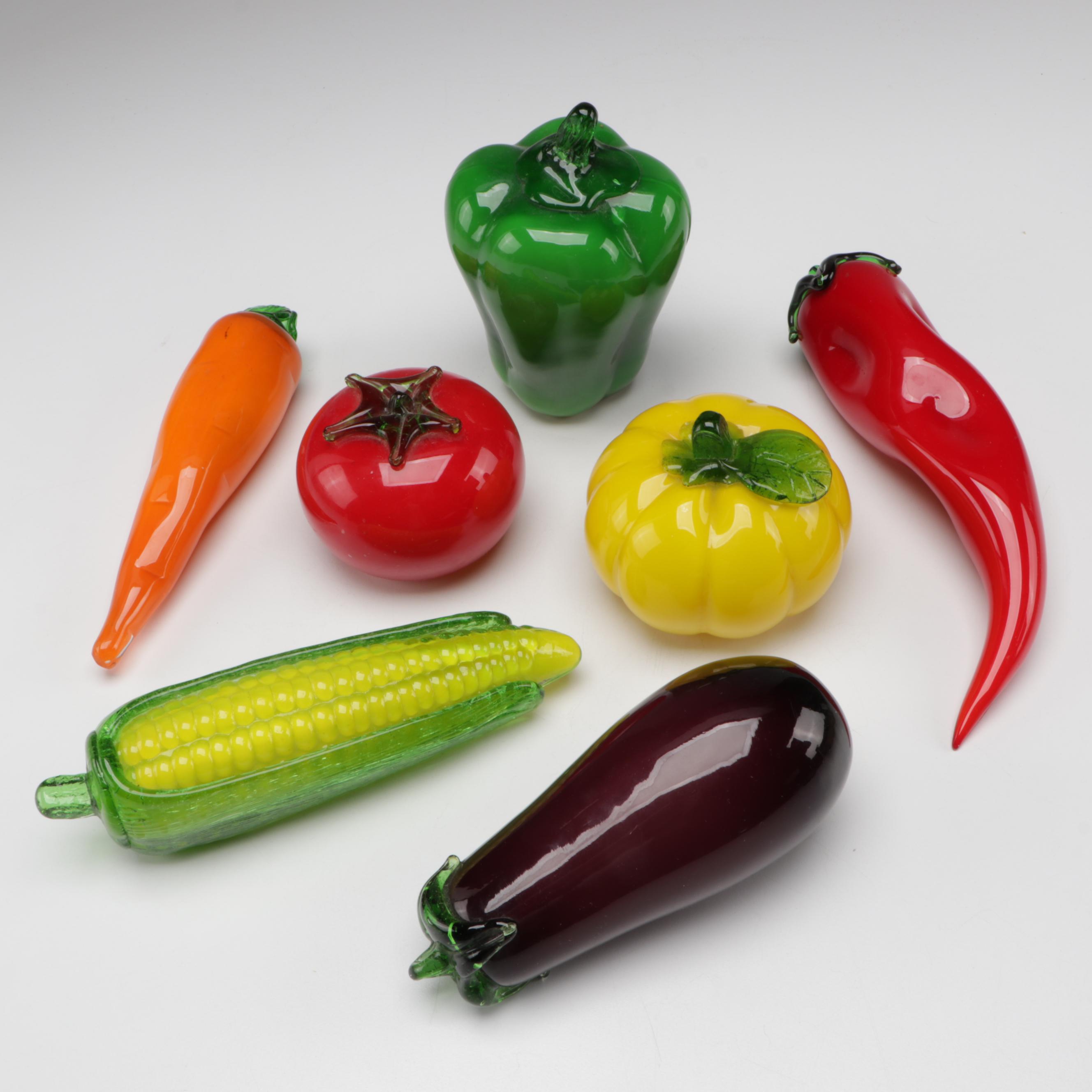 Royal Gallery Glass Flower Figurines with Glass Vegetable Figurines and More