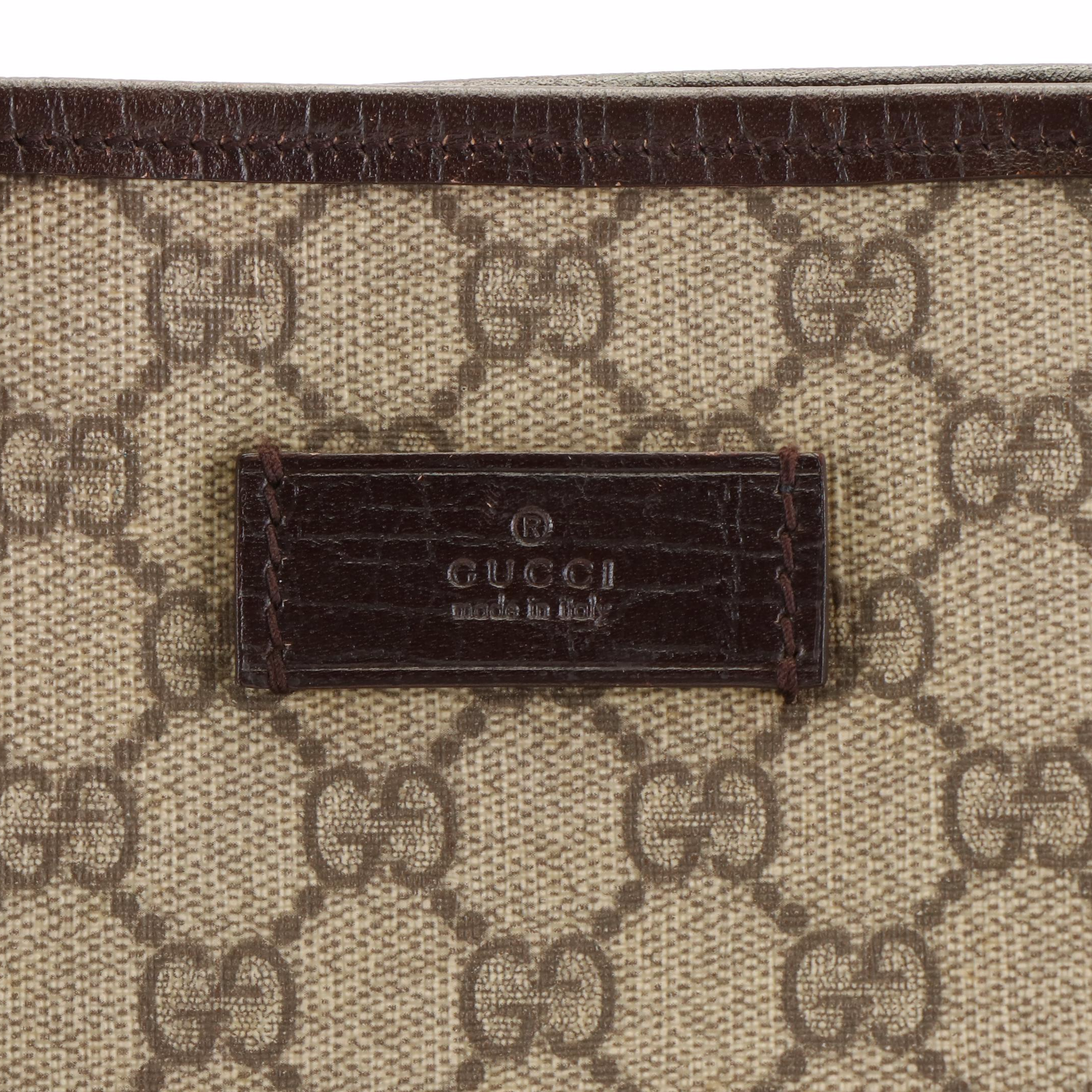 Gucci GG Supreme Tote Bag in Beige/Brown Leather