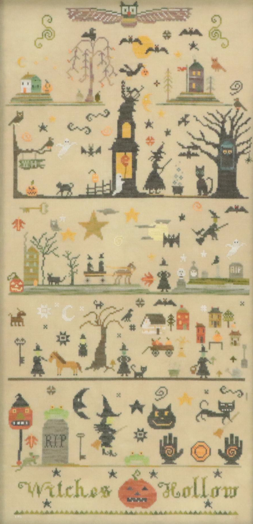 Halloween-Themed Cross-Stitch Embroidery "Witches Hollow"