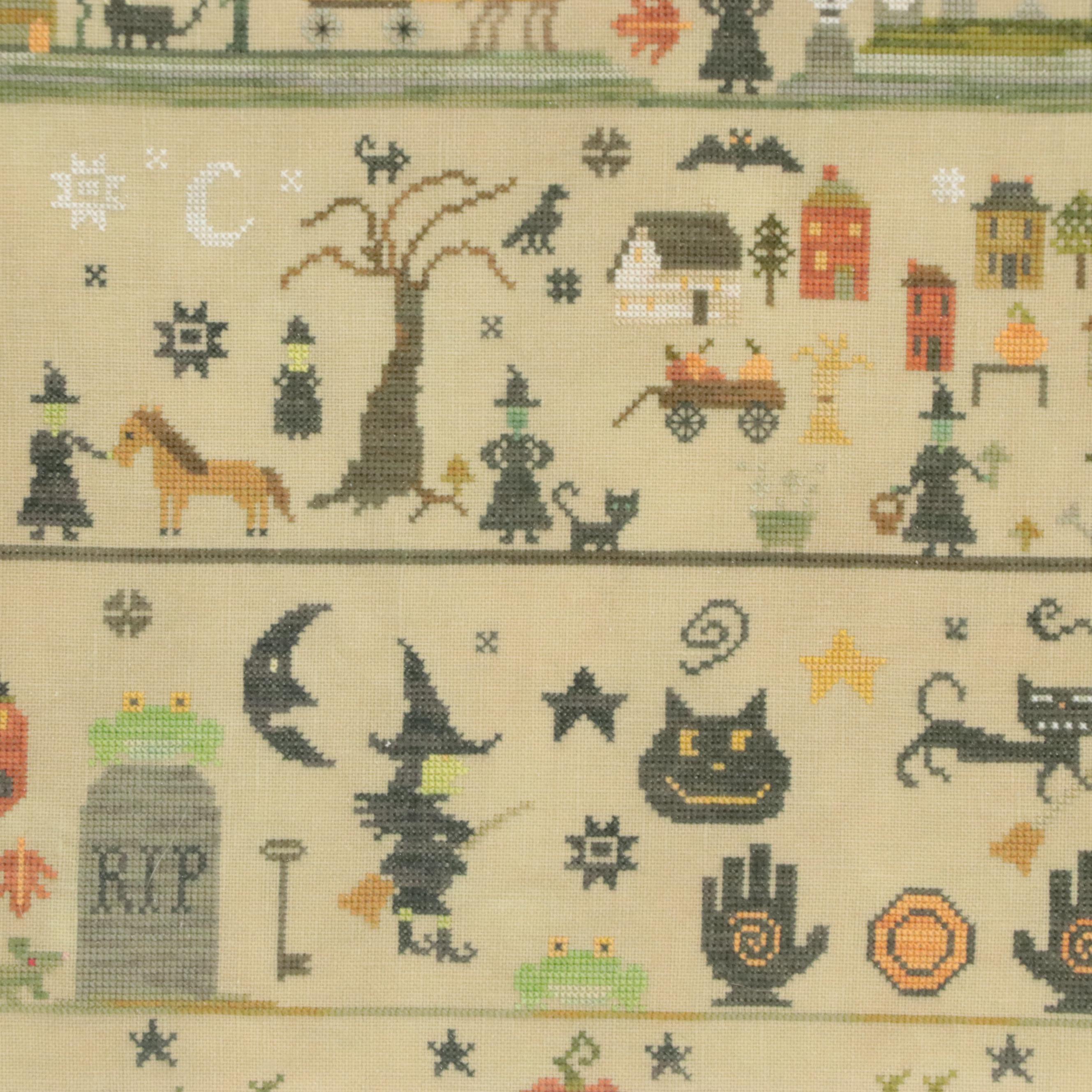 Halloween-Themed Cross-Stitch Embroidery "Witches Hollow"