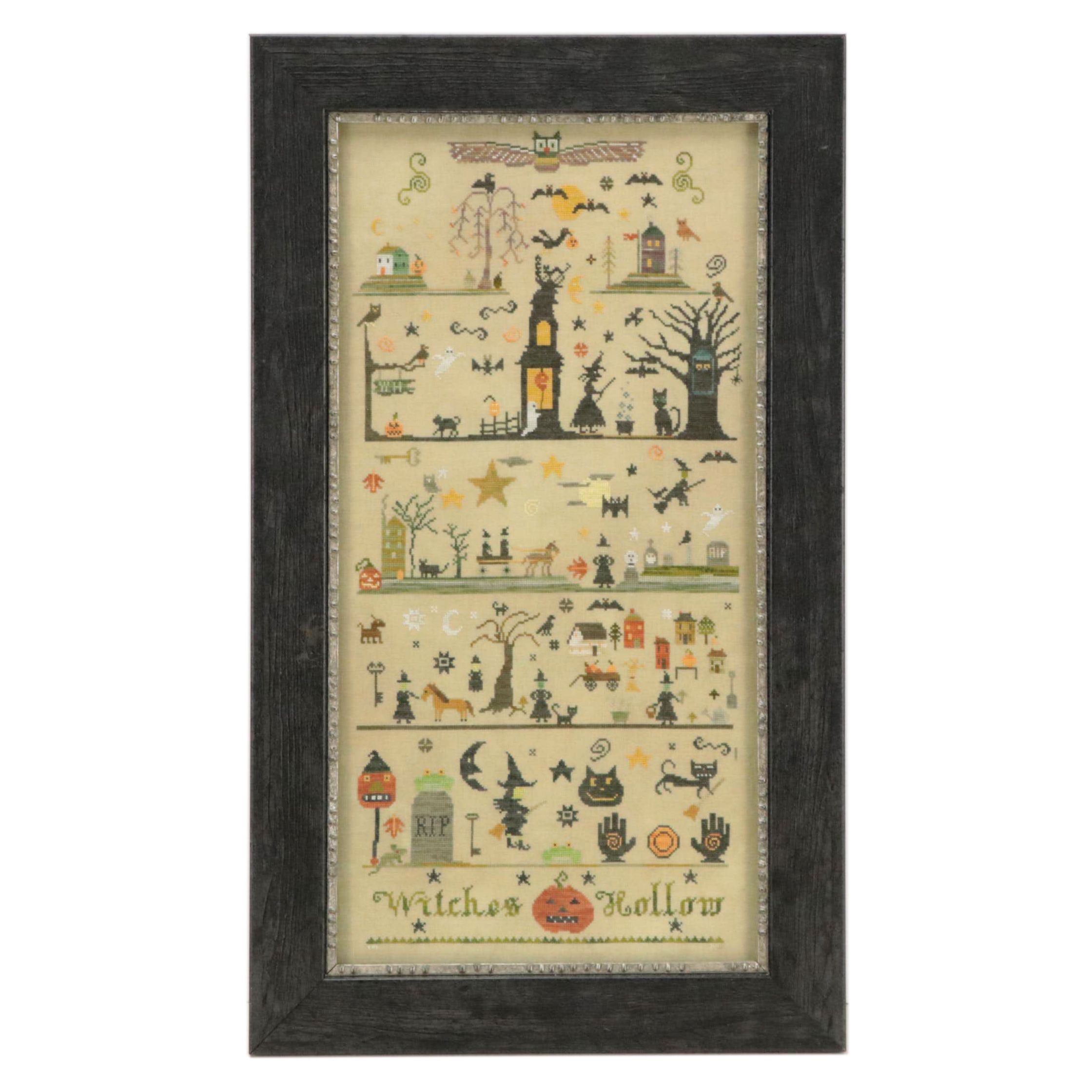 Halloween-Themed Cross-Stitch Embroidery "Witches Hollow"