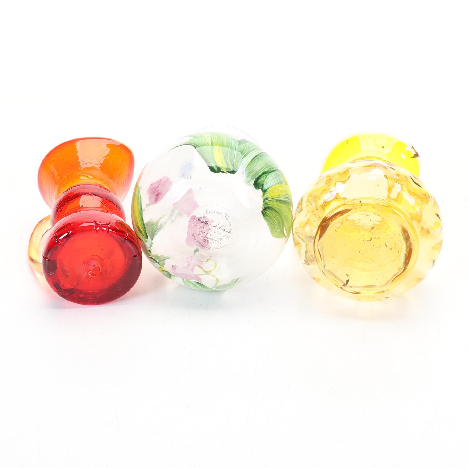 Blenko Amethyst Pinch Vase, More Hand Blown Glass and Decorative Pottery