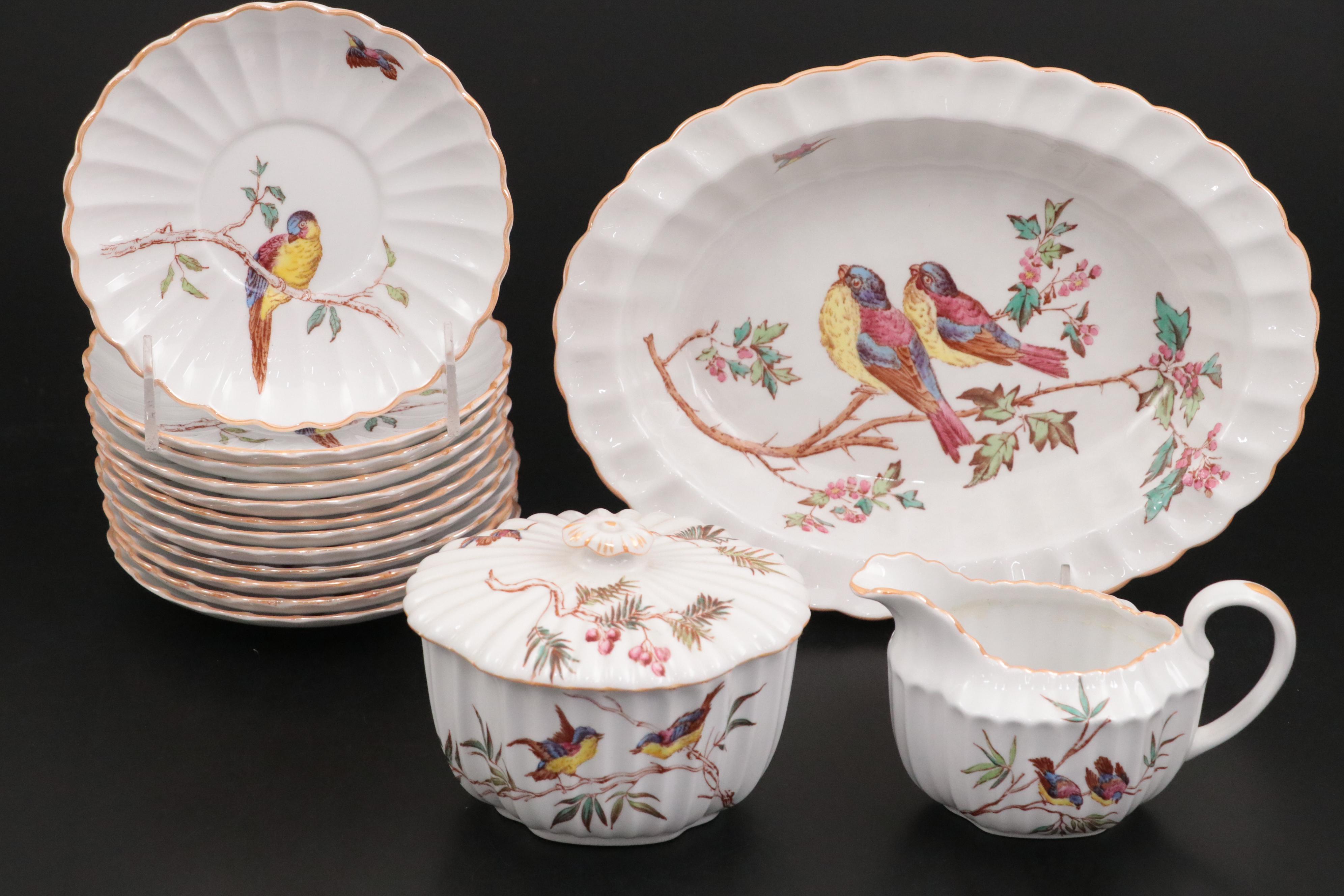 Copeland Spode Bird Pattern Dinnerware and Serving Pieces