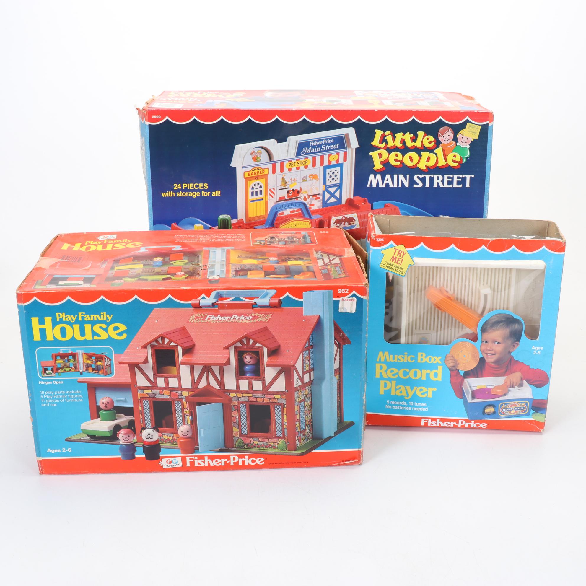 Fisher Price Little People Main Street and Play Family House with Extras