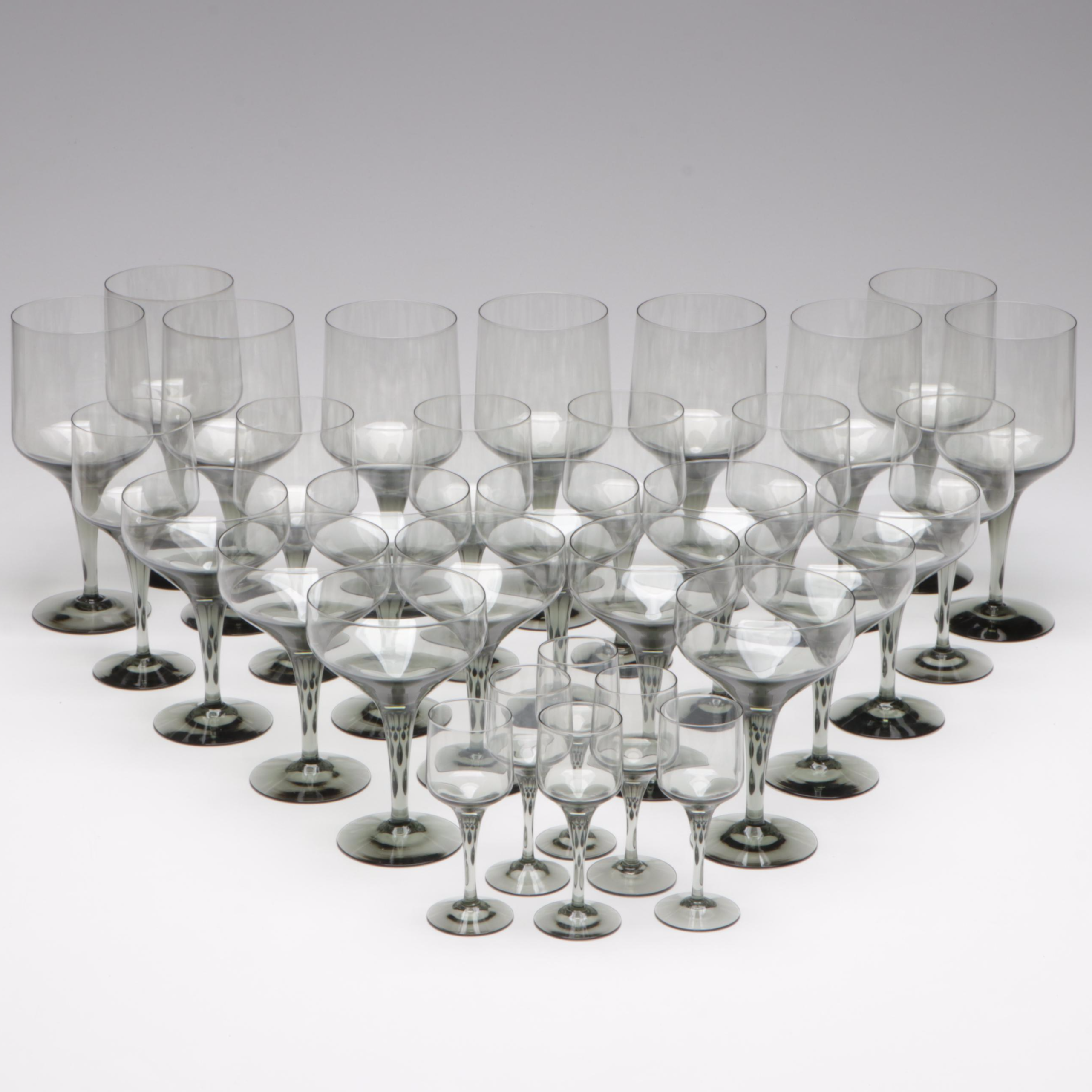 Orrefors "Rhapsody Smoke" Blown Glass Stemware