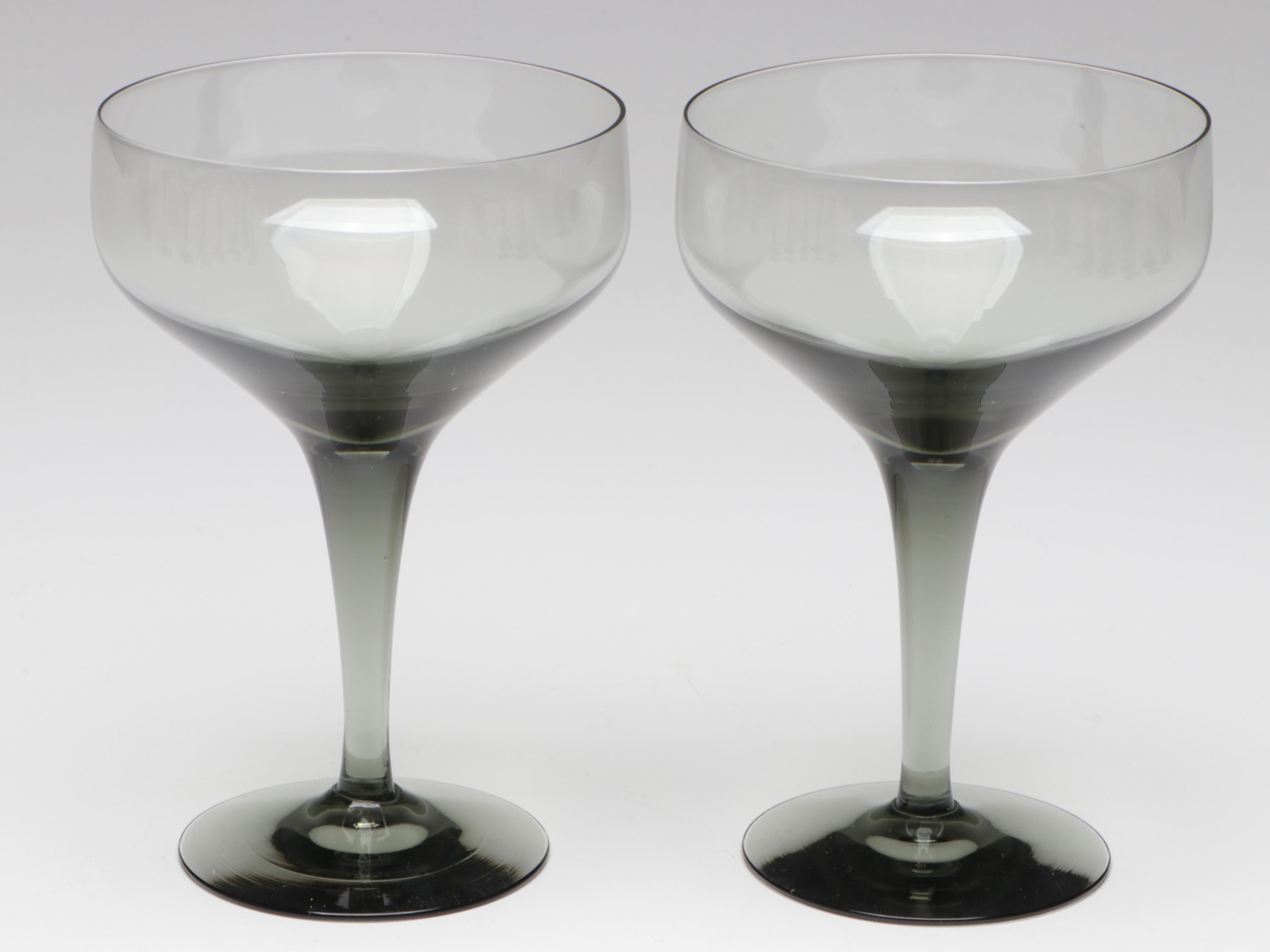 Orrefors "Rhapsody Smoke" Blown Glass Stemware